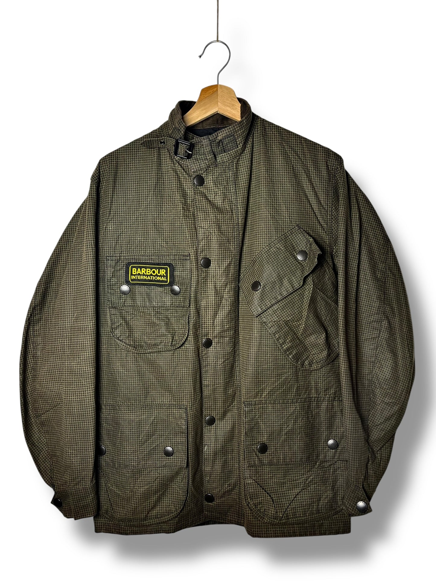 Barbour International Suit SMU Wax Jacket C34 Small Check Rare Moto