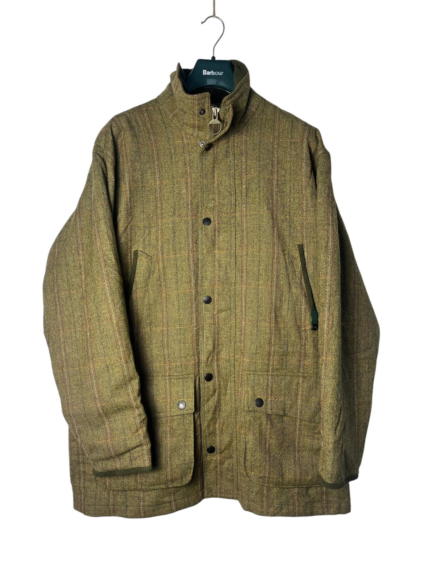 Barbour Tweed Hunting Jacket Green Wool XL Vintage Field Jacket