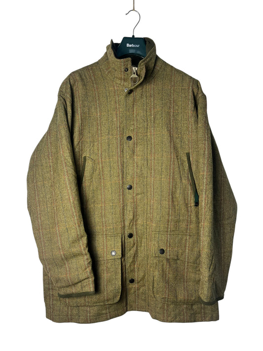 Barbour Tweed Hunting Jacket Green Wool XL Vintage Field Jacket