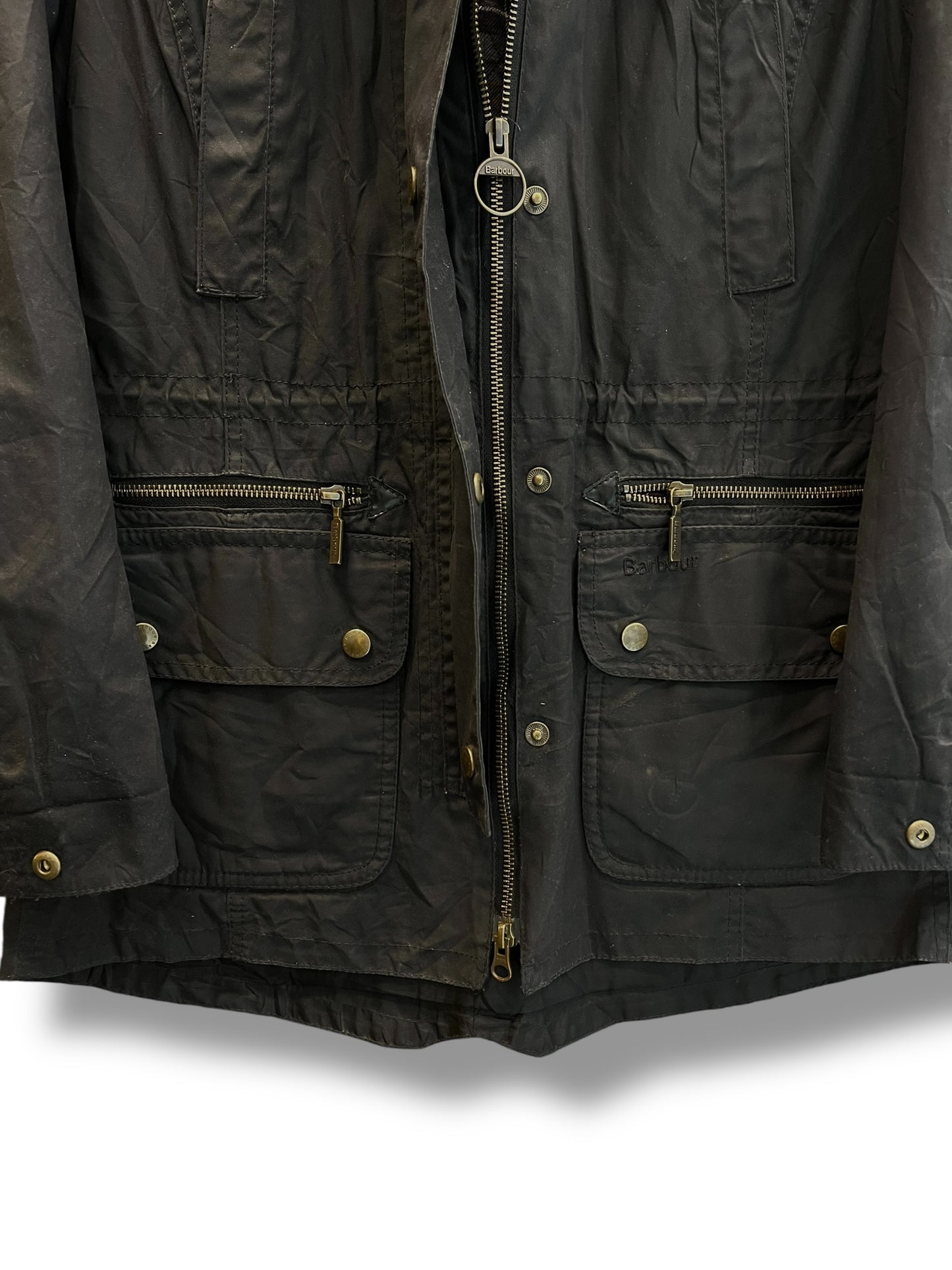Barbour Kelsall Women’s Waxed Jacket Black UK 8 Hooded Drawstring