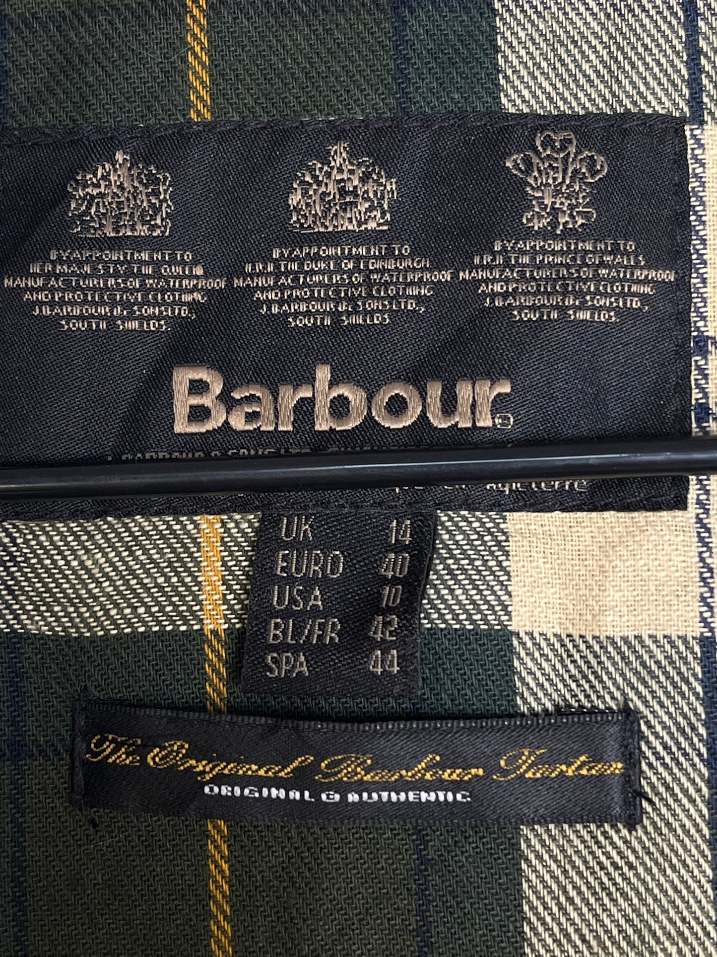 Barbour Wax Jacket Double Breasted Olive UK14 Women Vintage 2000 Waxed Cotton