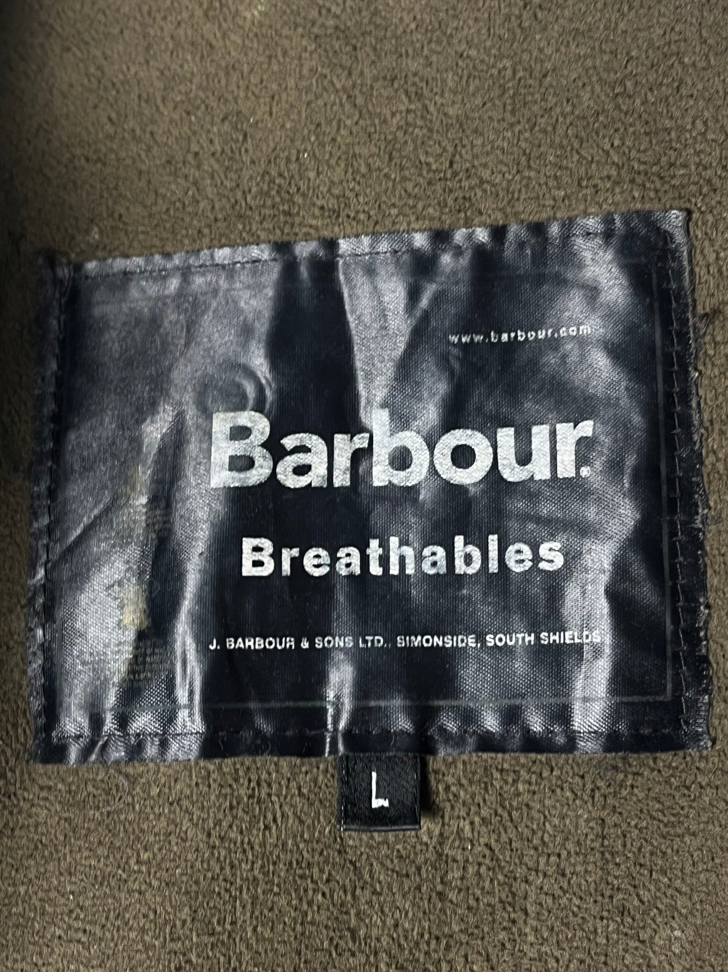 Barbour Microfibre Jacket – Olive Green – Size L (fits XL)