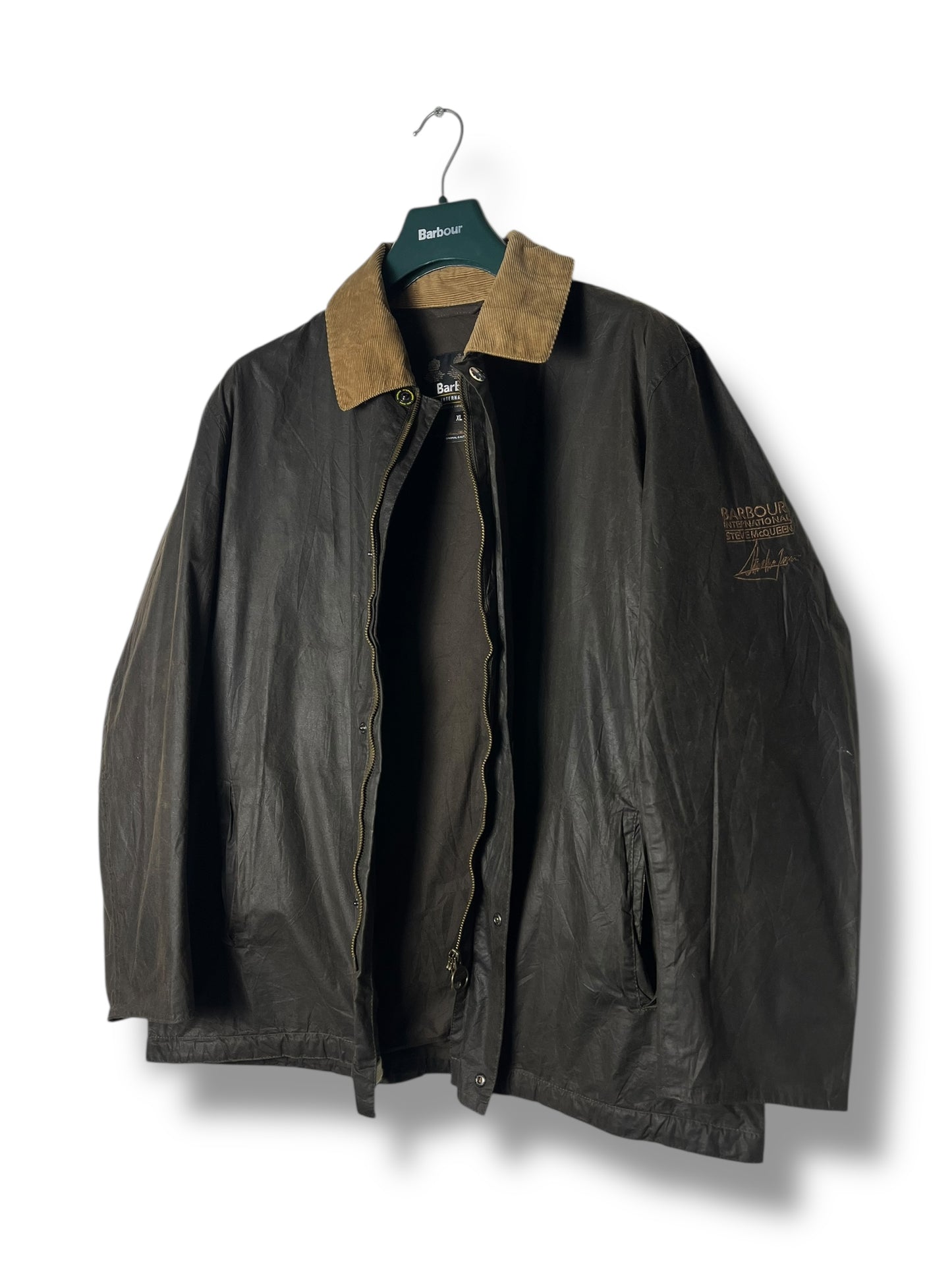 Barbour International Vestive McQueen Wax Jacket – Sage Green – Fits L