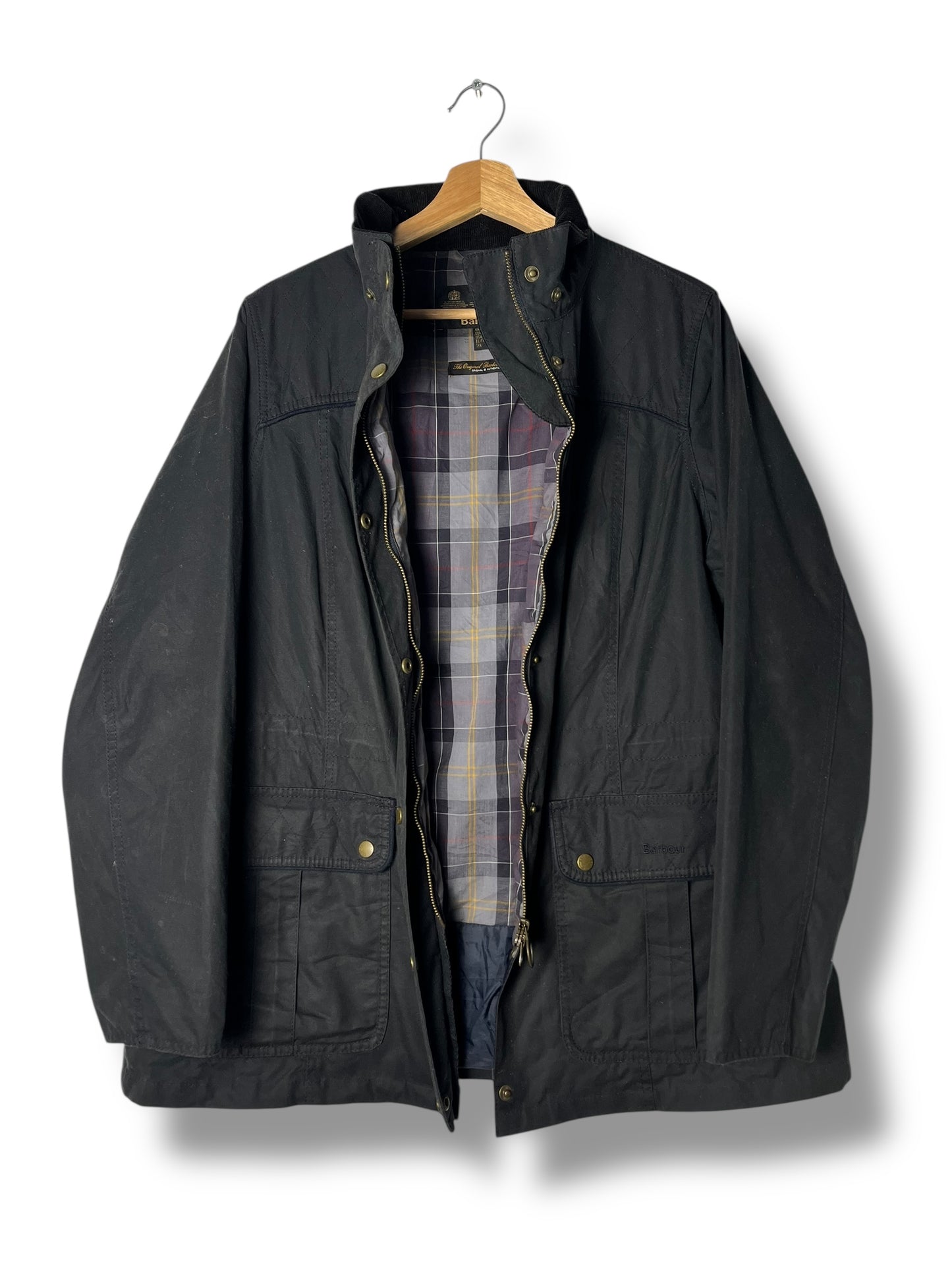 Barbour Aenium Wax Jacket – Navy Blue – UK 18 (Women)