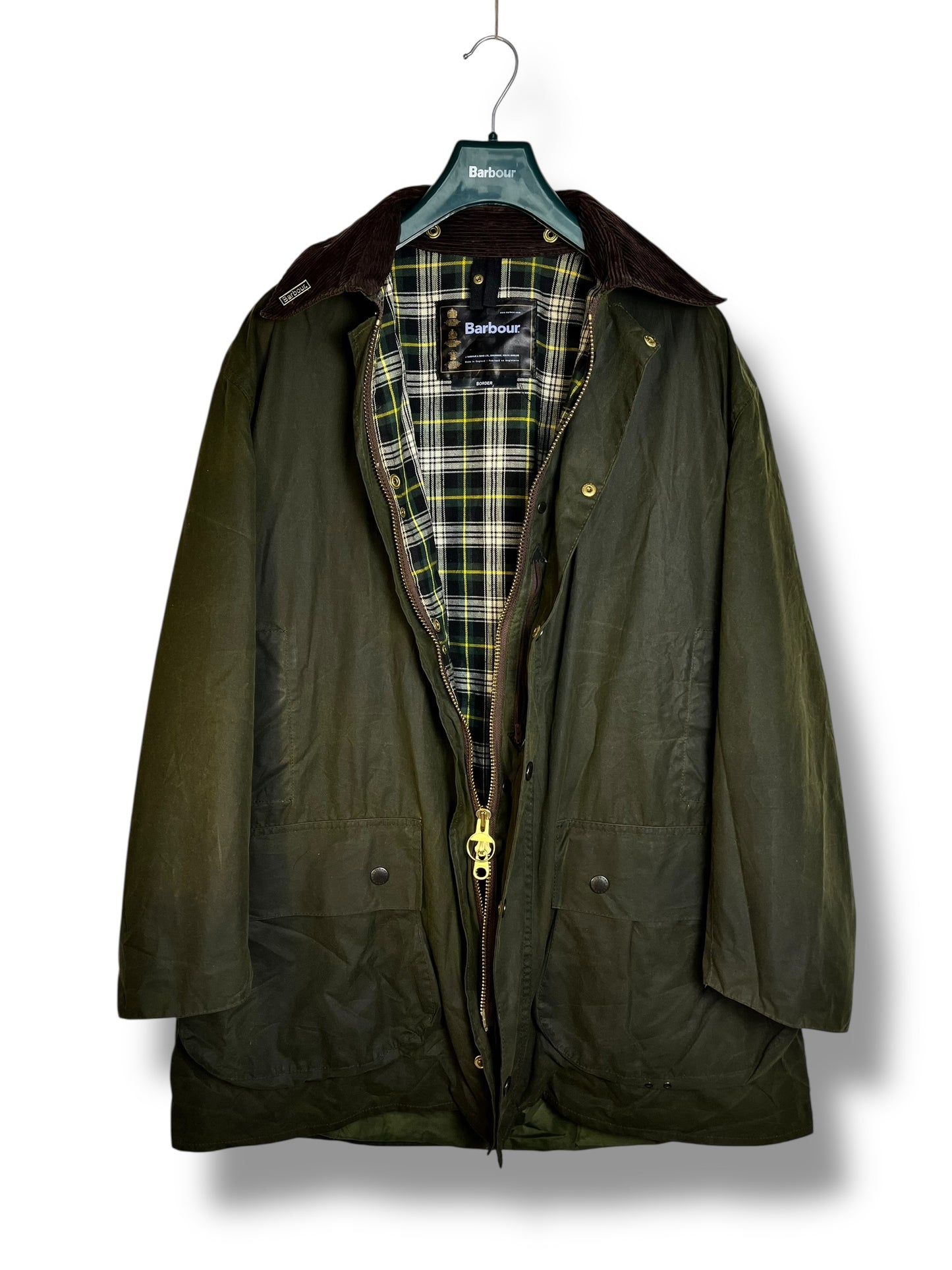 Barbour Border A200 Wax Jacket Sage Green C44 XL Vintage 2000 Made in England