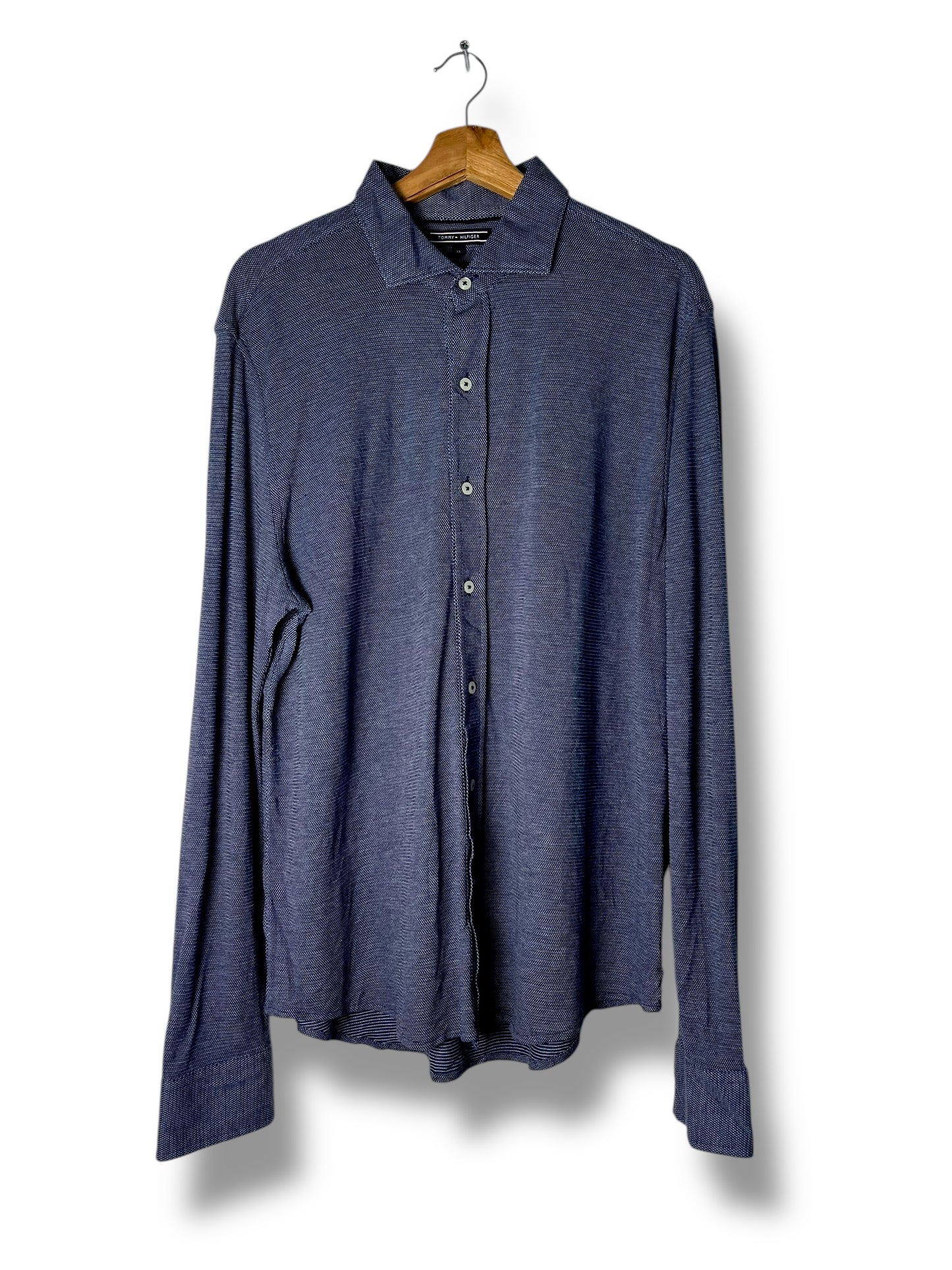 Tommy Hilfiger Polo-Style Shirt XL Slim Fit – Navy Textured
