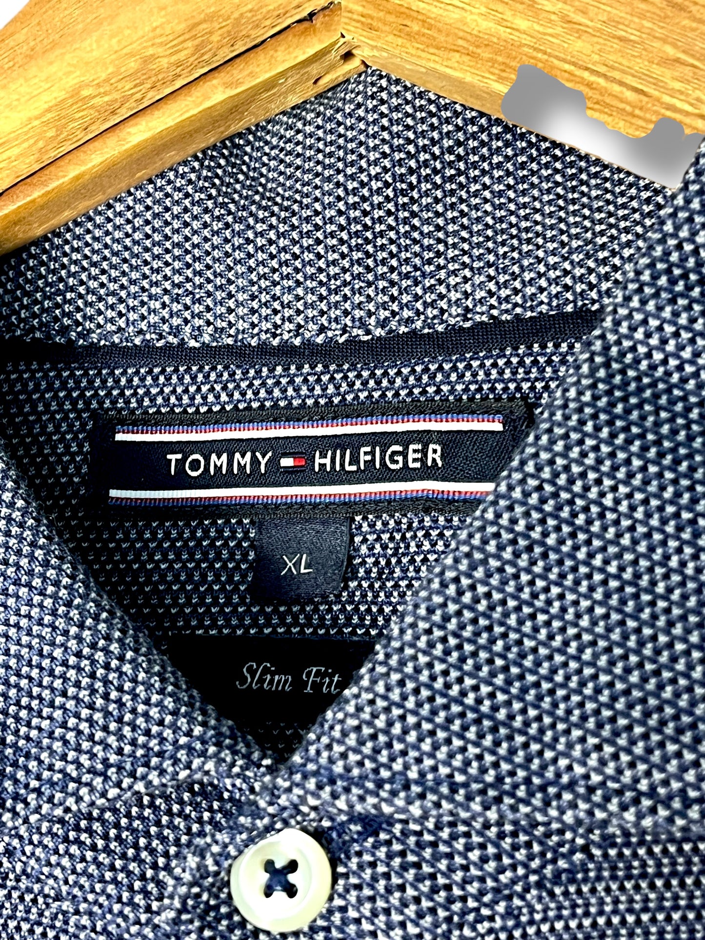 Tommy Hilfiger Polo-Style Shirt XL Slim Fit – Navy Textured