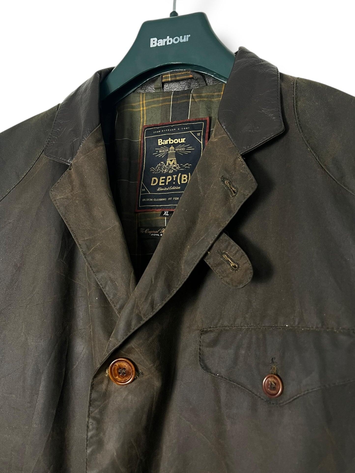 Barbour Commander Dept. (B) – Waxed Cotton Blazer – XL – Dark Olive