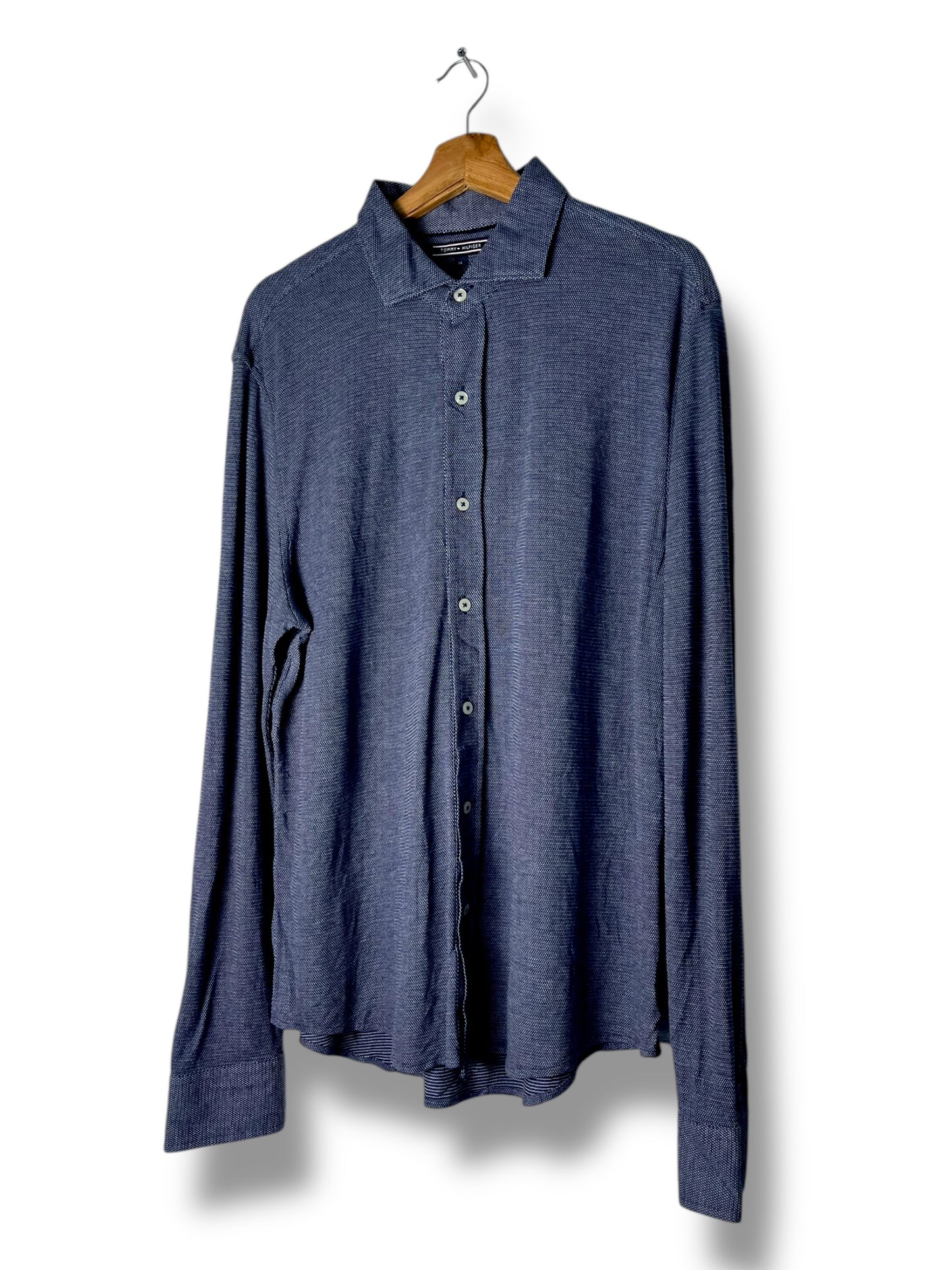 Tommy Hilfiger Polo-Style Shirt XL Slim Fit – Navy Textured