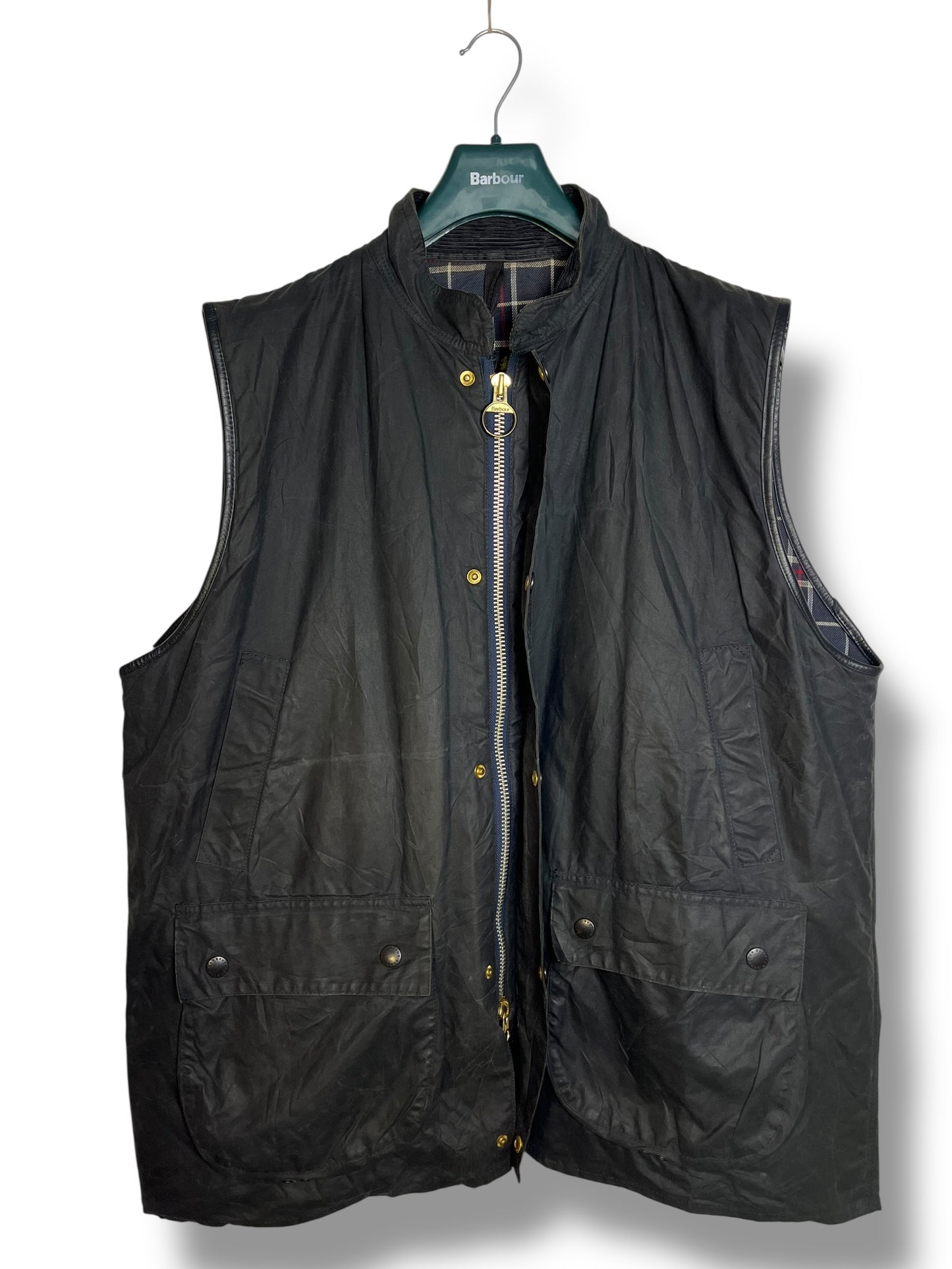Barbour Westmorland Waxed Cotton Gilet Navy XXL Vintage 90s A225