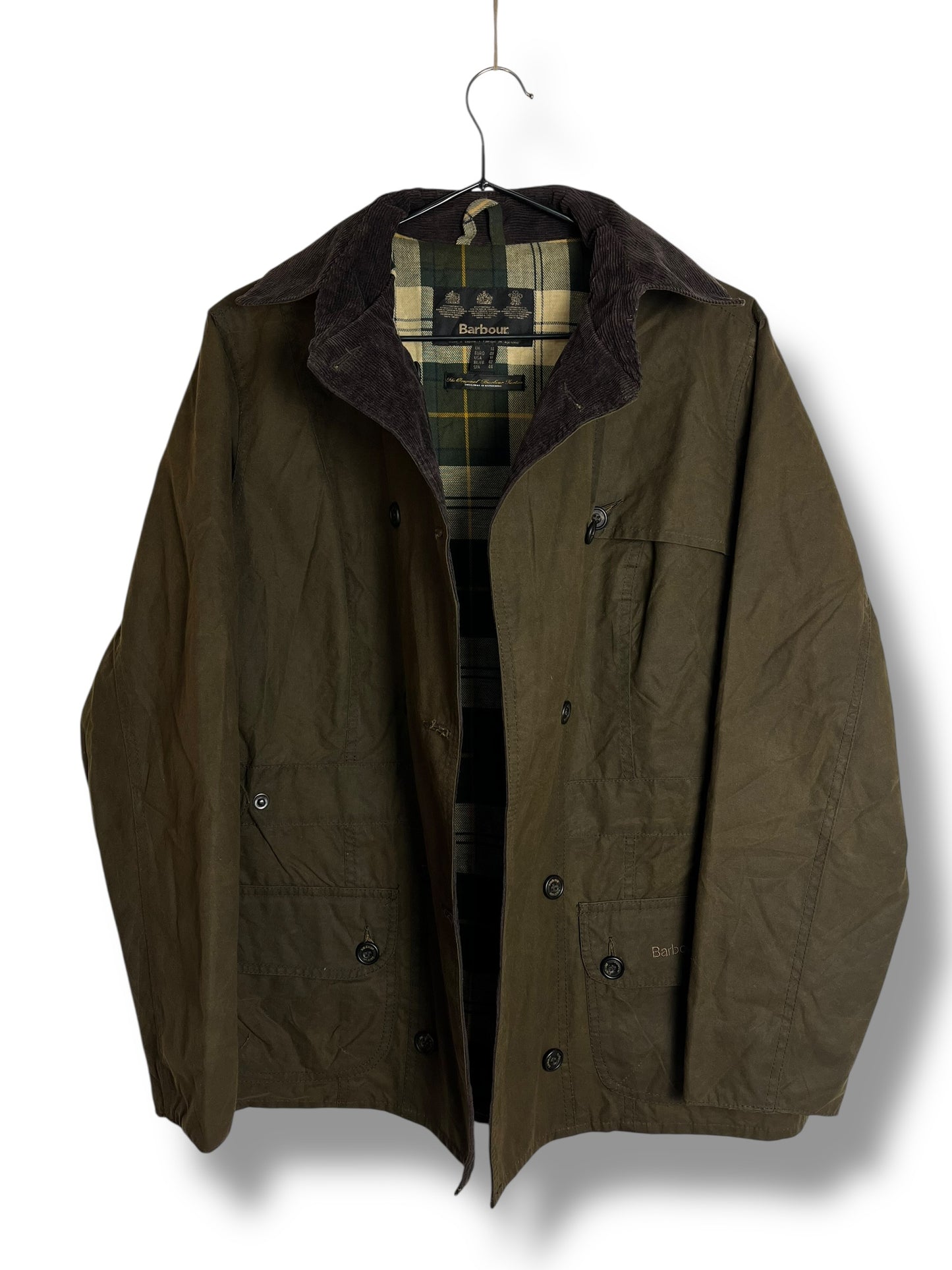 Barbour Wax Jacket Double Breasted Olive UK14 Women Vintage 2000 Waxed Cotton