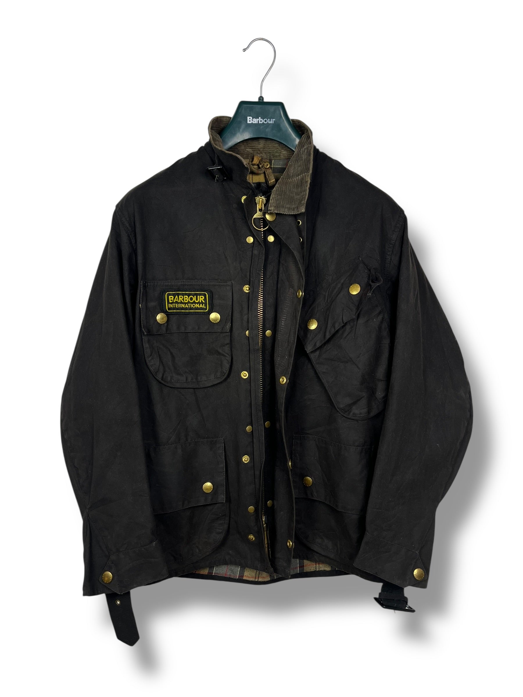 Barbour International Wax Jacket – Black – C34 (Small) – Draps