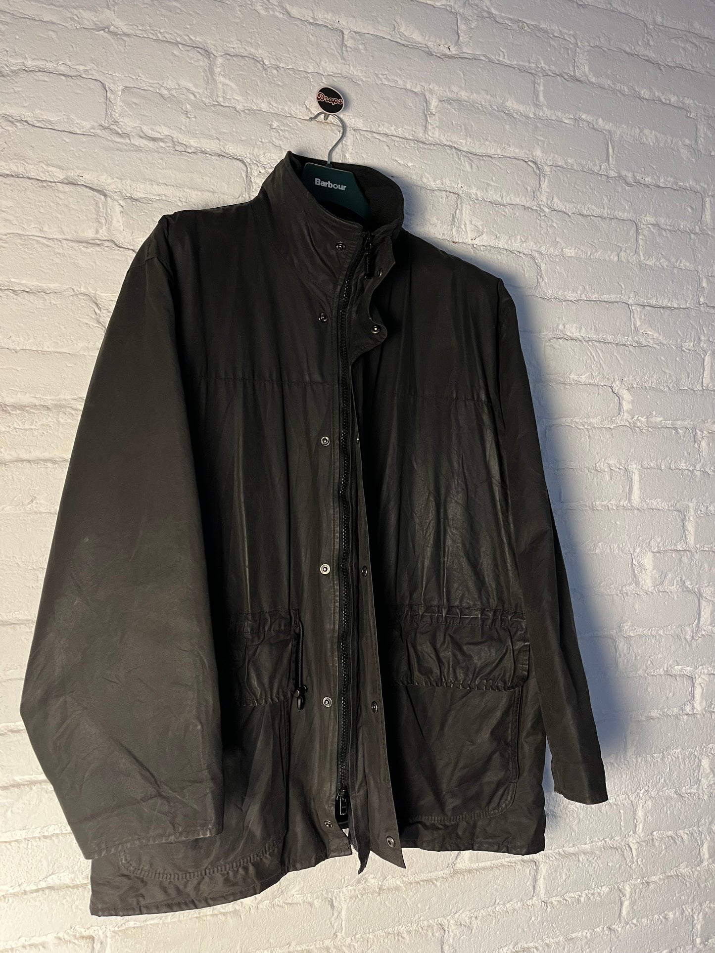 Barbour Black Wax Jacket Size L (Fits Like XL)