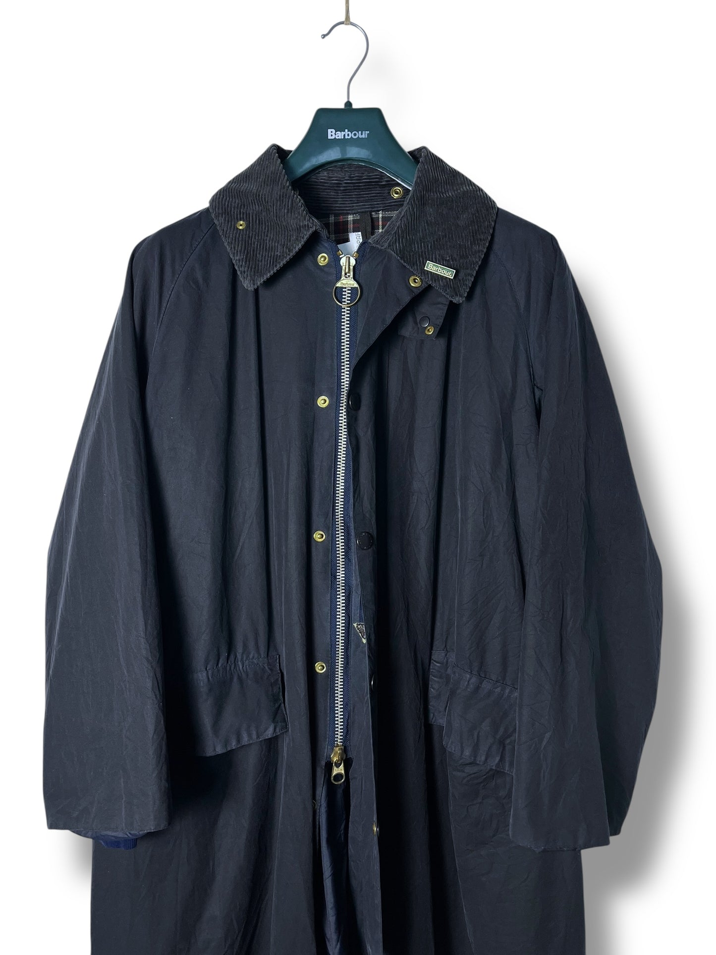 Barbour Burghley Riding Coat Navy Blue 90s Wax Jacket Equestrian