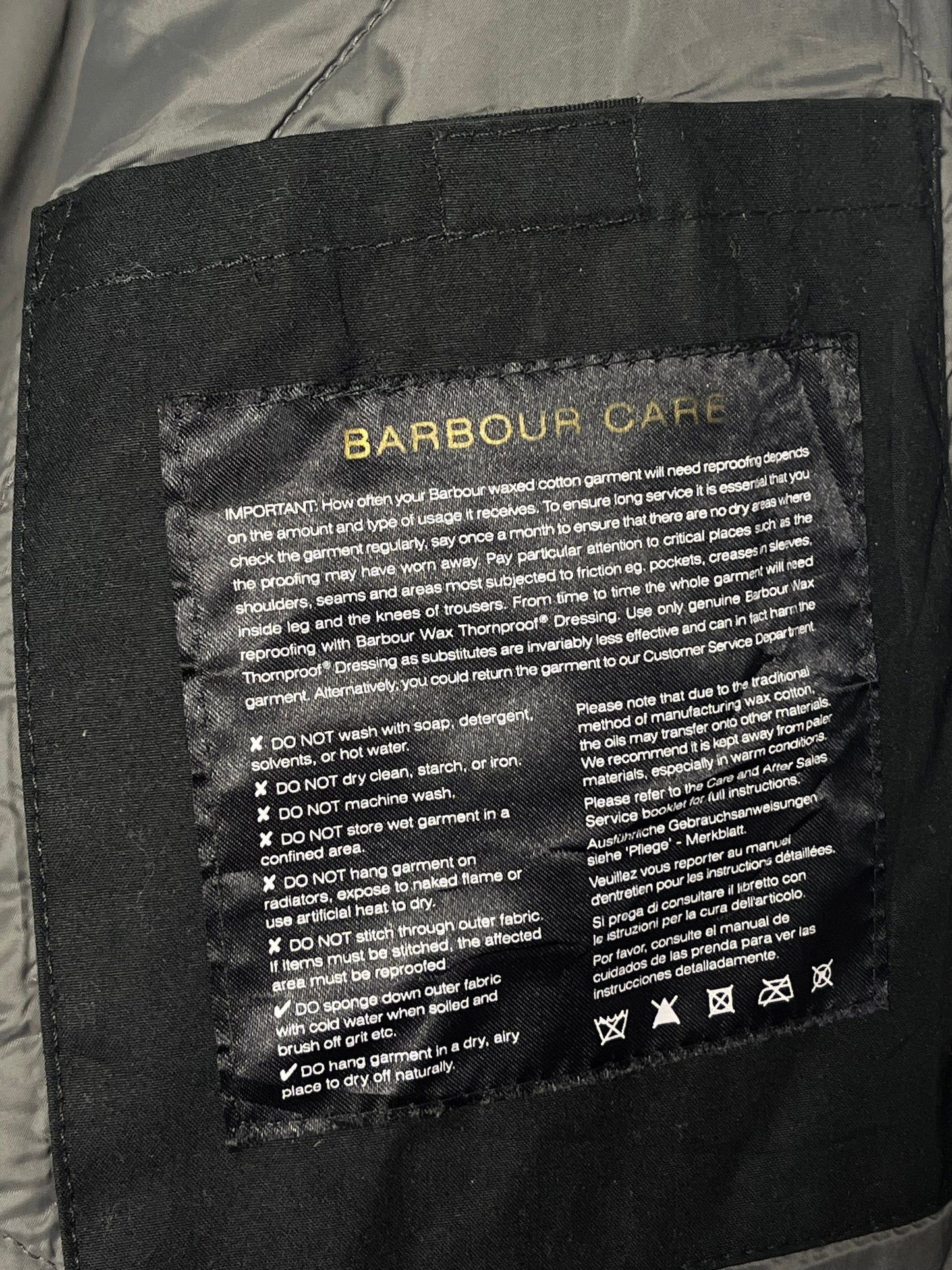 Barbour Onyx Wax Jacket Black L Field Jacket International Waxed Cotton