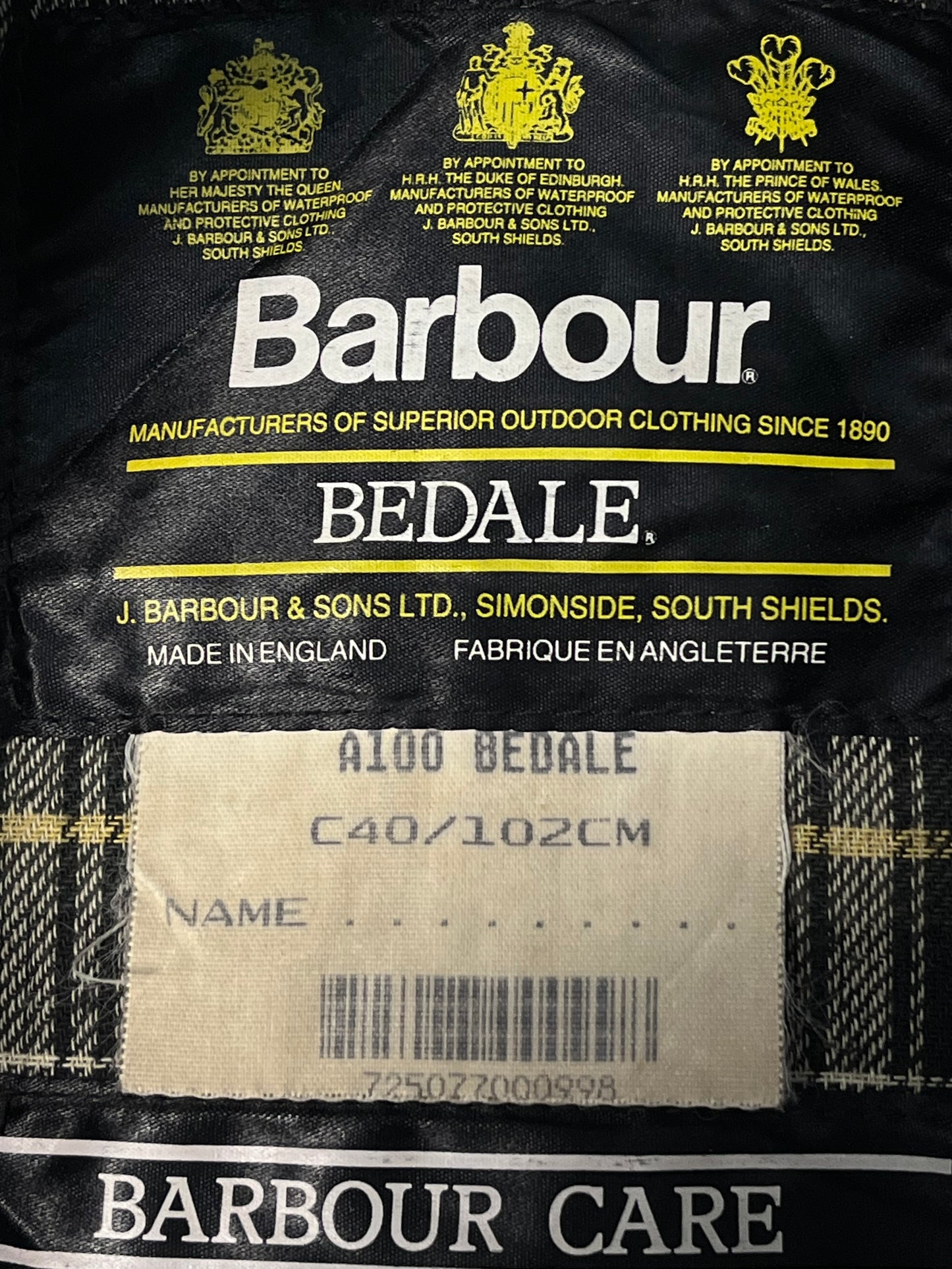 Barbour Bedale C40 Vintage Olive 1993 – Iconic Wax Jacket
