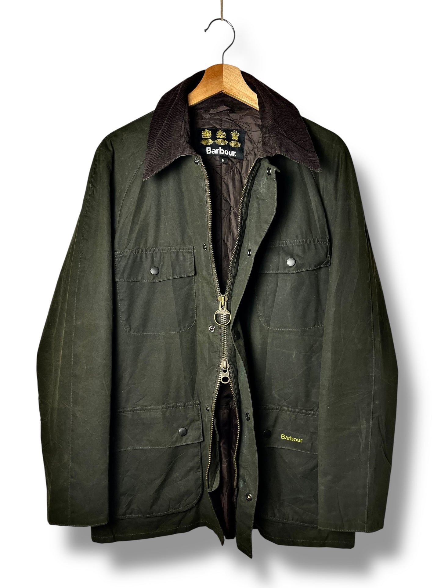 Barbour Retail Frazer Wax Jacket Sage Green M YKK 4 Pockets