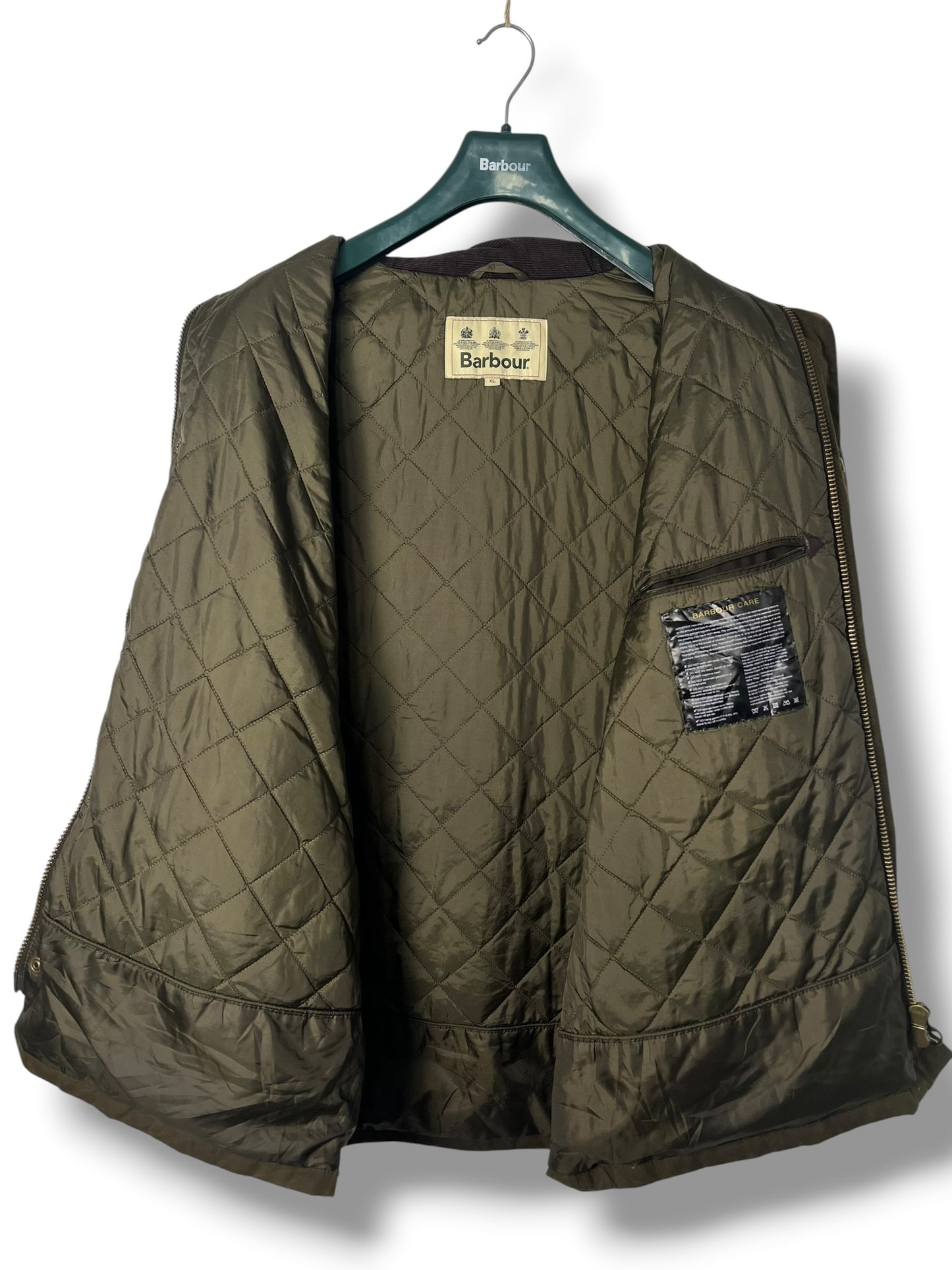 Barbour Prestbury Wax Jacket Olive XL Leather Detail Heritage Coat