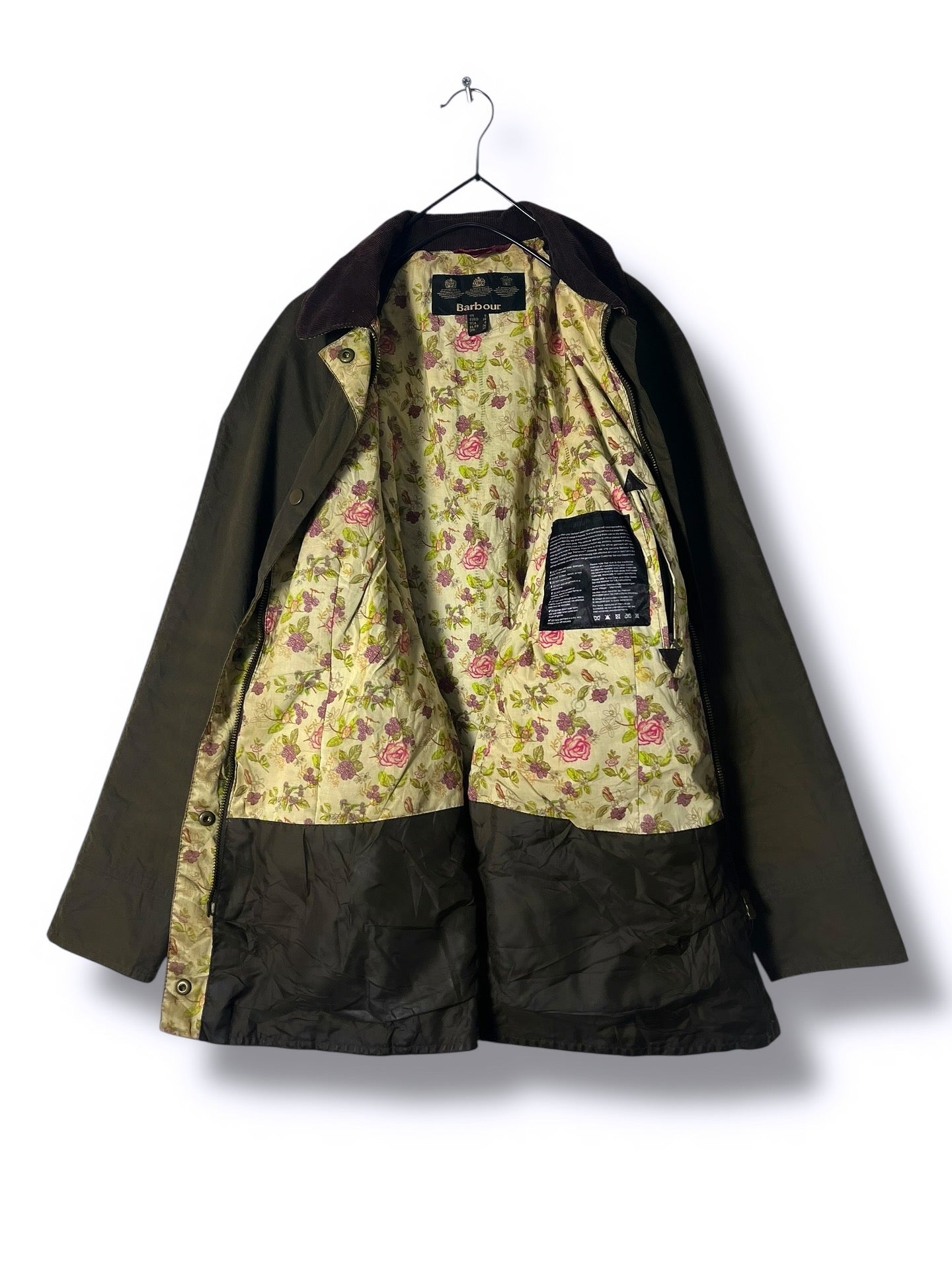 Barbour Beadnell Wax Jacket – Olive Floral (UK 8 / EU 36)