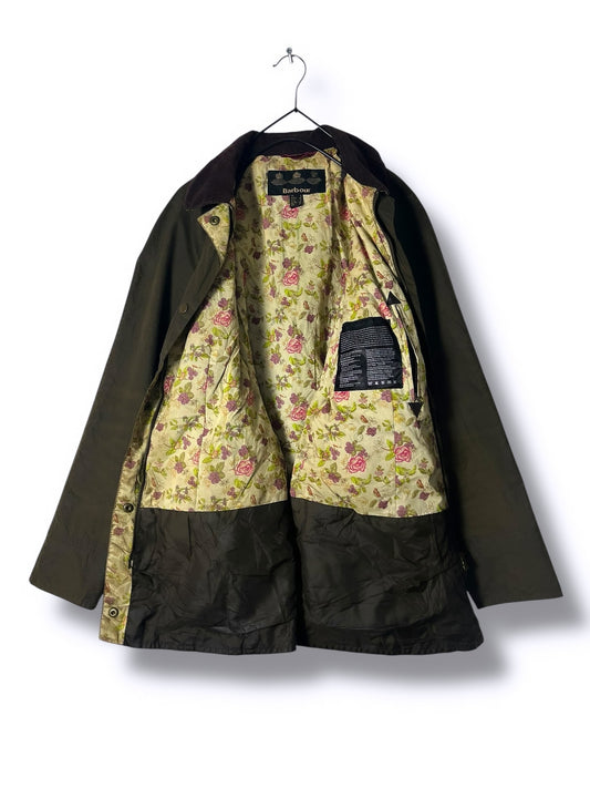 Barbour Beadnell Wax Jacket – Olive Floral (UK 8 / EU 36)