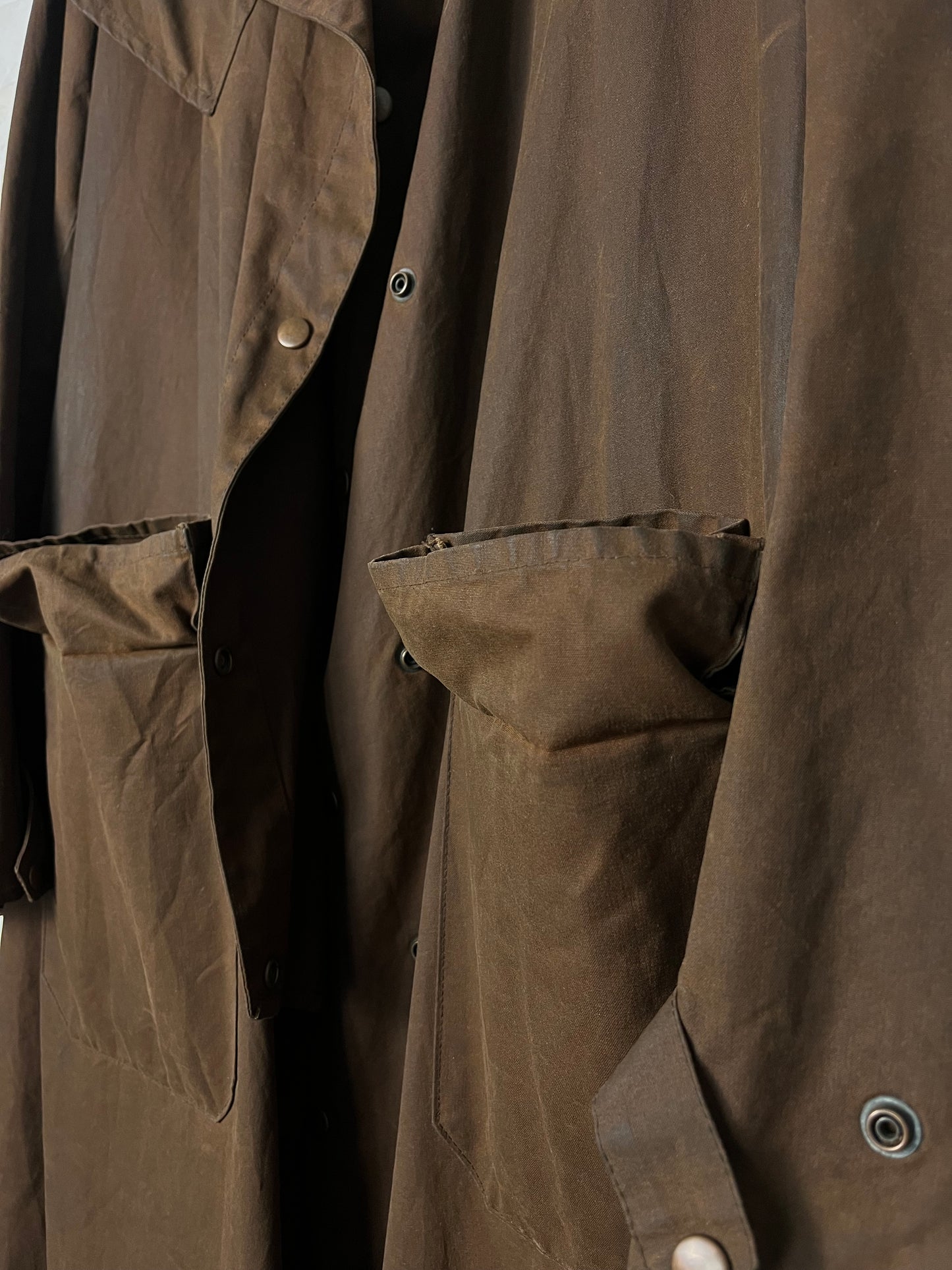 W.K. Backhouse Stockman Wax Coat Brown C42 Long Rain Cape Vintage