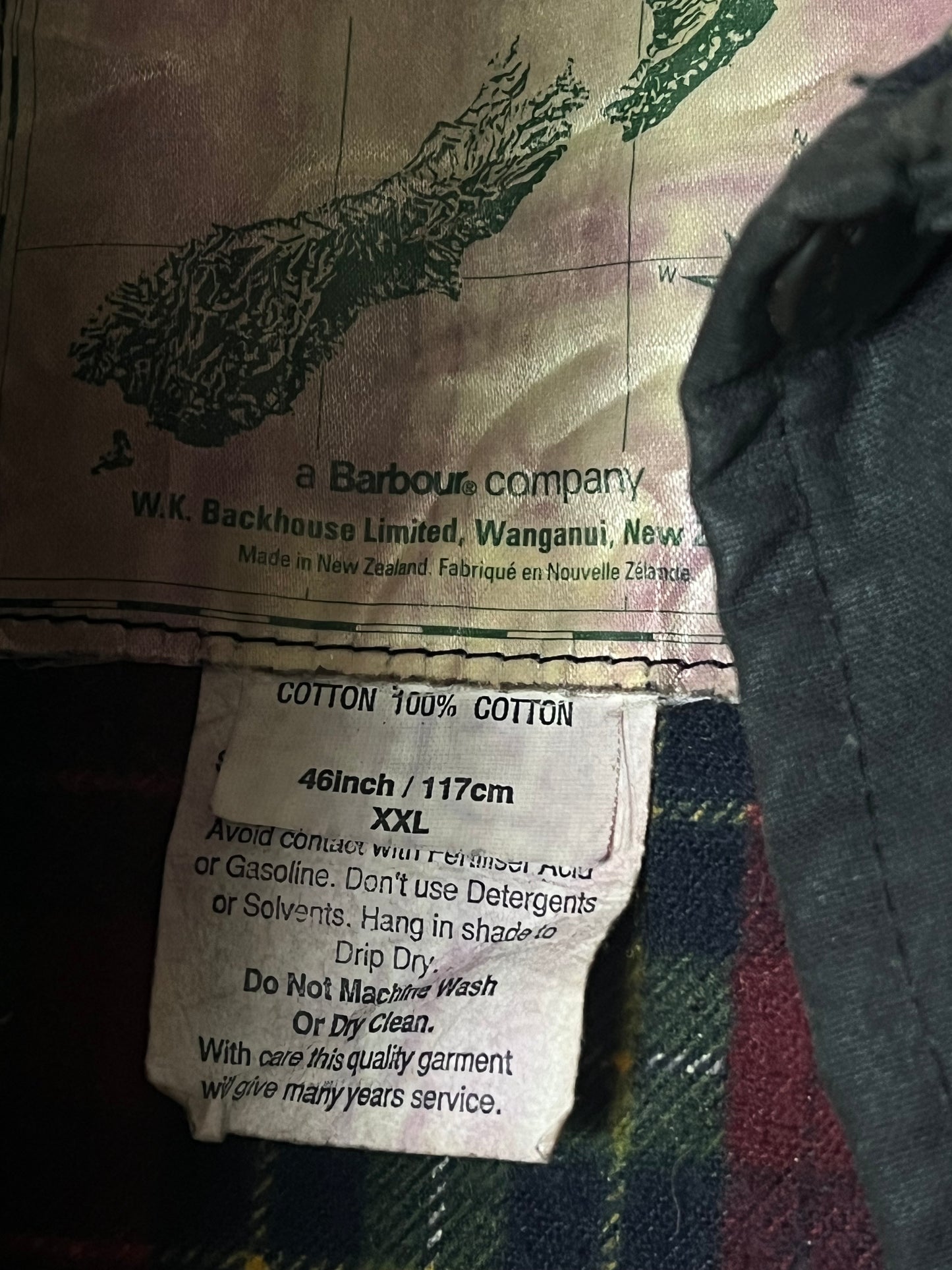 Backhouse for Barbour Waxed Coat (Blue Navy) – Size XXL (1990s)