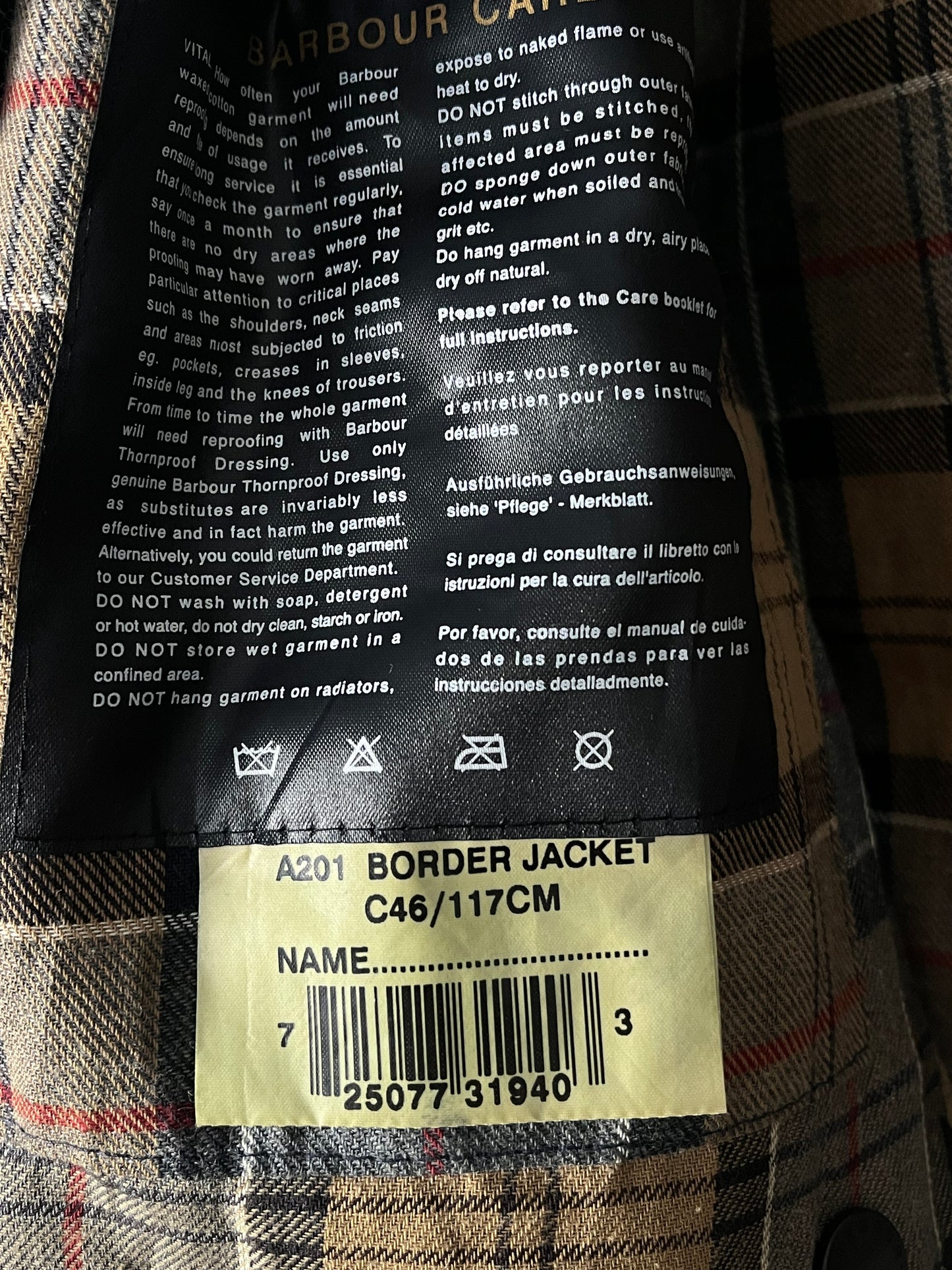 Barbour Border Jacket – Navy – C46 / 117cm