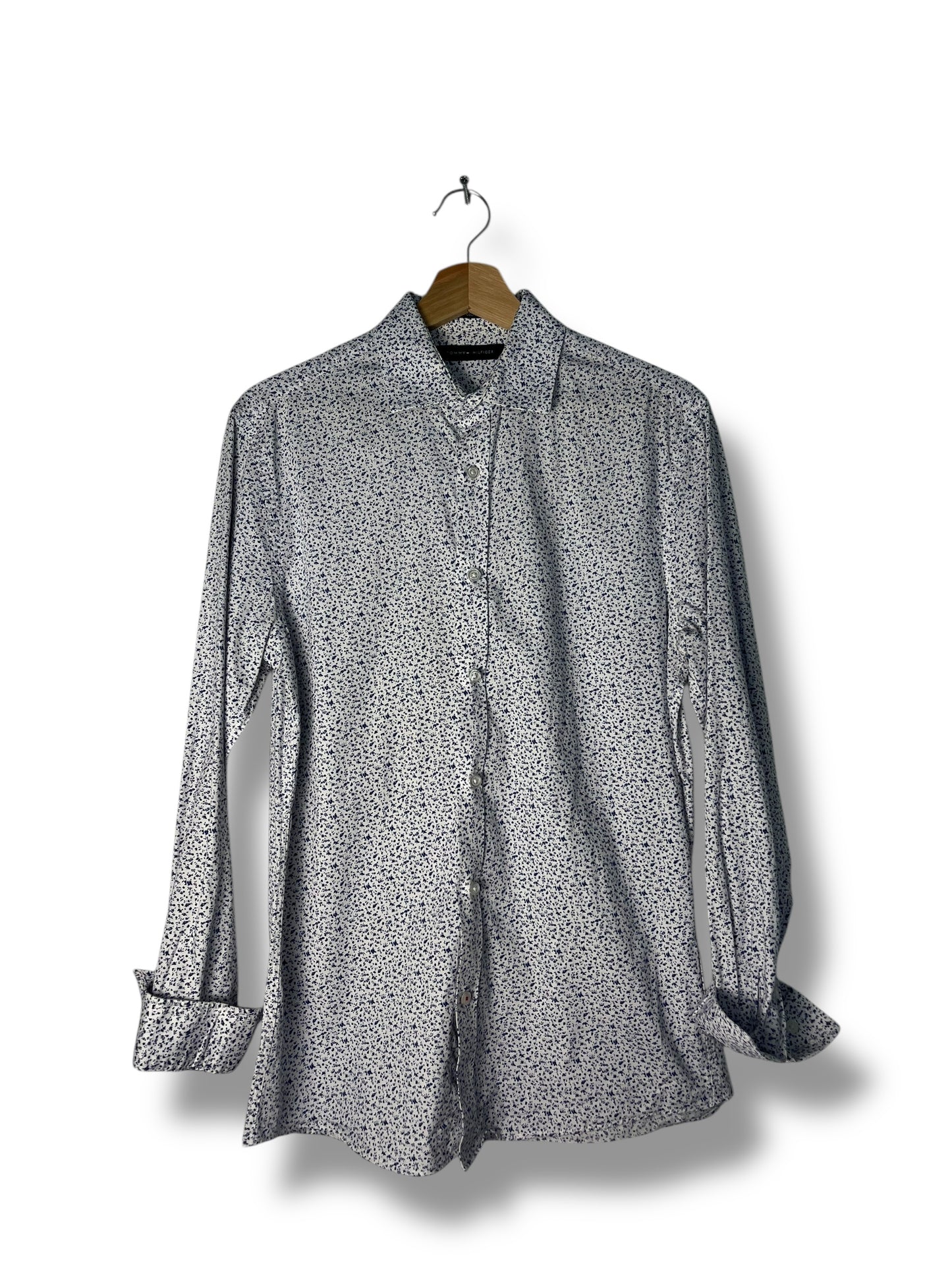 Tommy Hilfiger Shirt – White with Blue Floral Print – Slim Fit – S