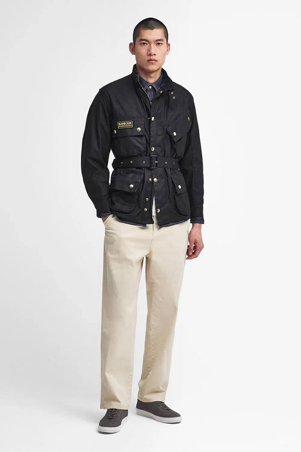 Barbour International Wax Jacket – Black – C34 (Small)