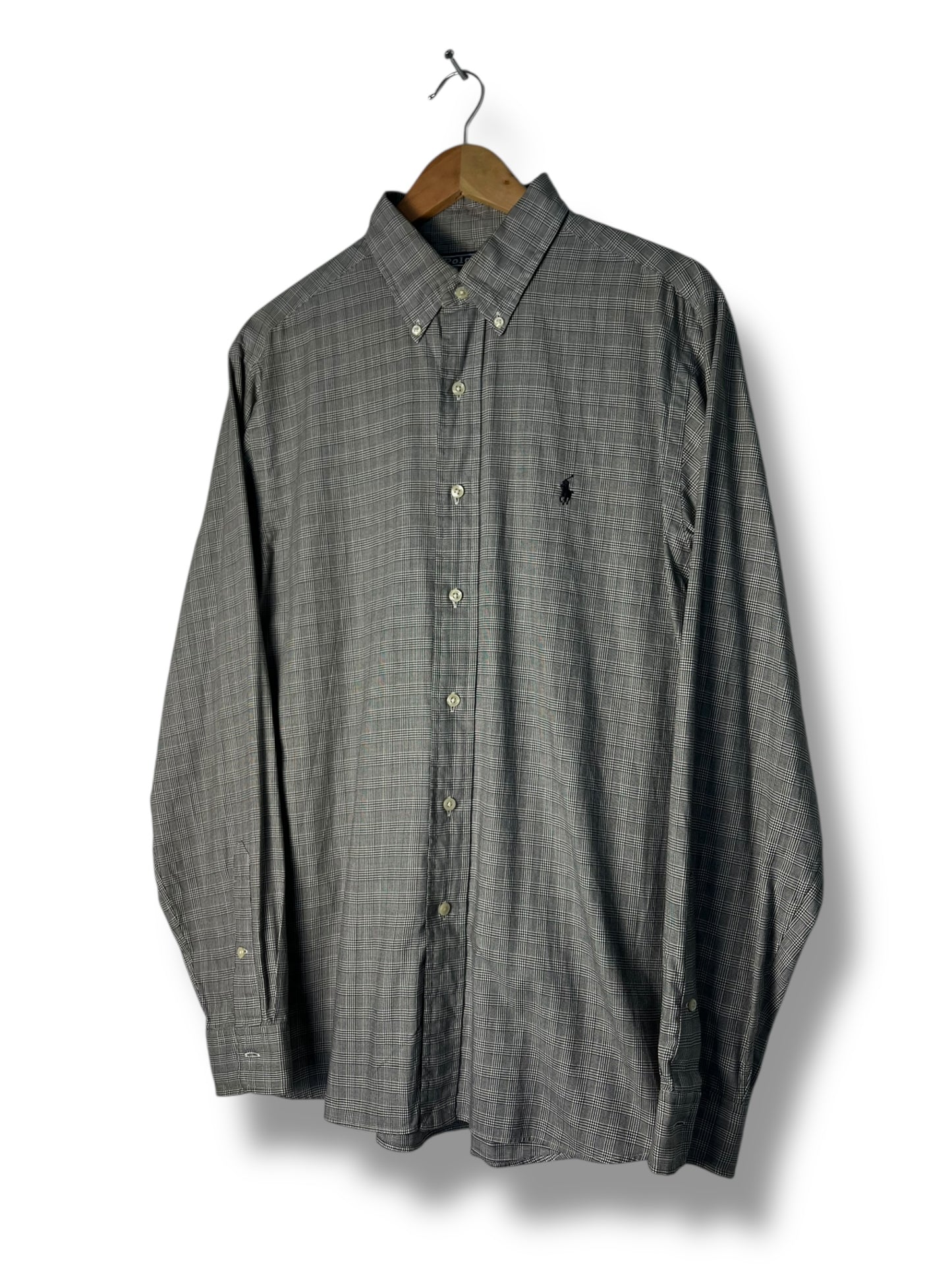 Polo Ralph Lauren Shirt – Grey Check – Black Pony Logo – XL