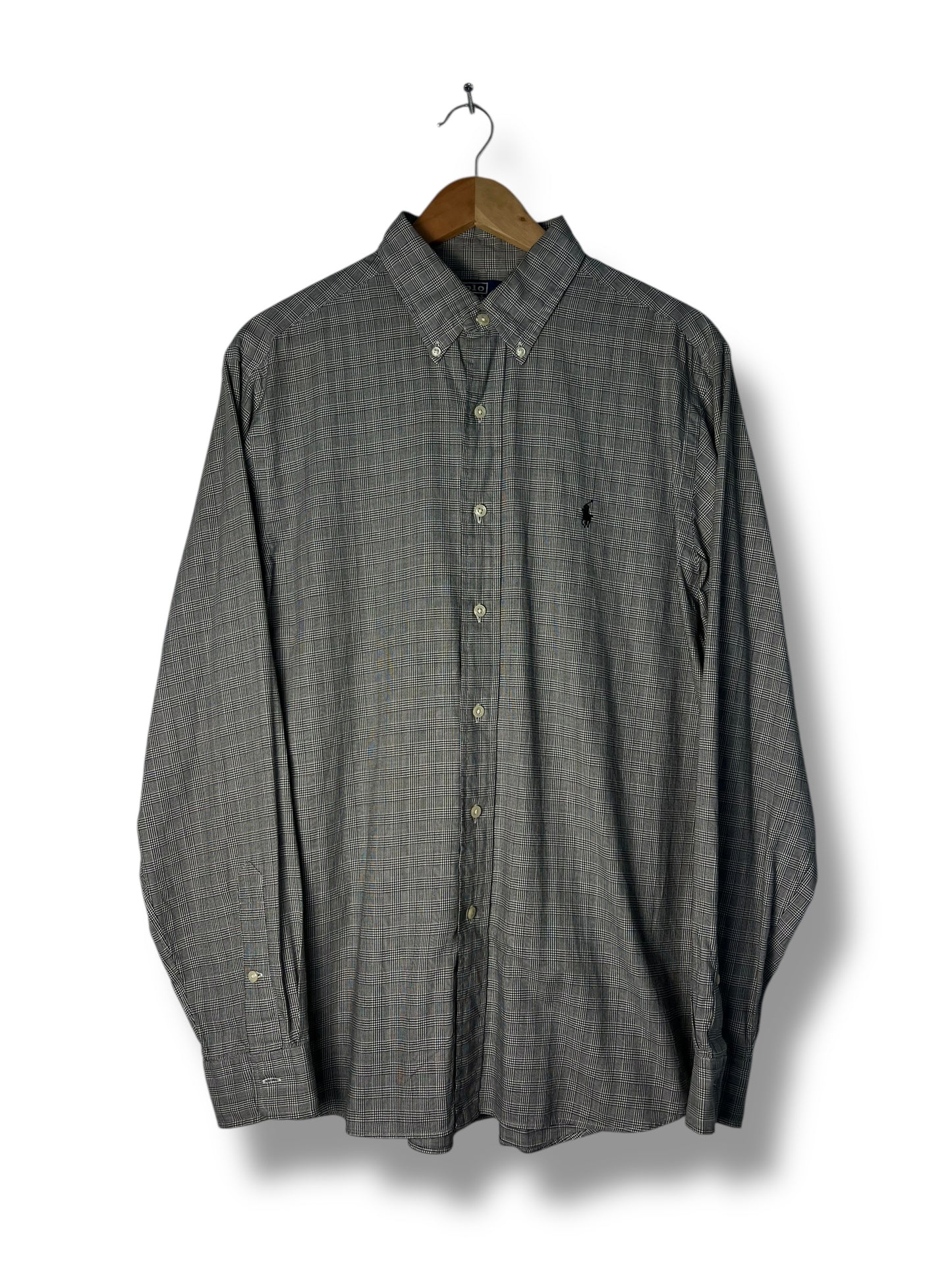 Polo Ralph Lauren Shirt – Grey Check – Black Pony Logo – XL