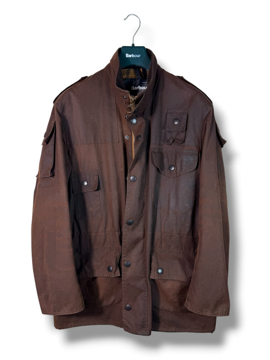 Rare Vintage Barbour Cowen Commando Wax Jacket Brown Rust C40 Large 2000s
