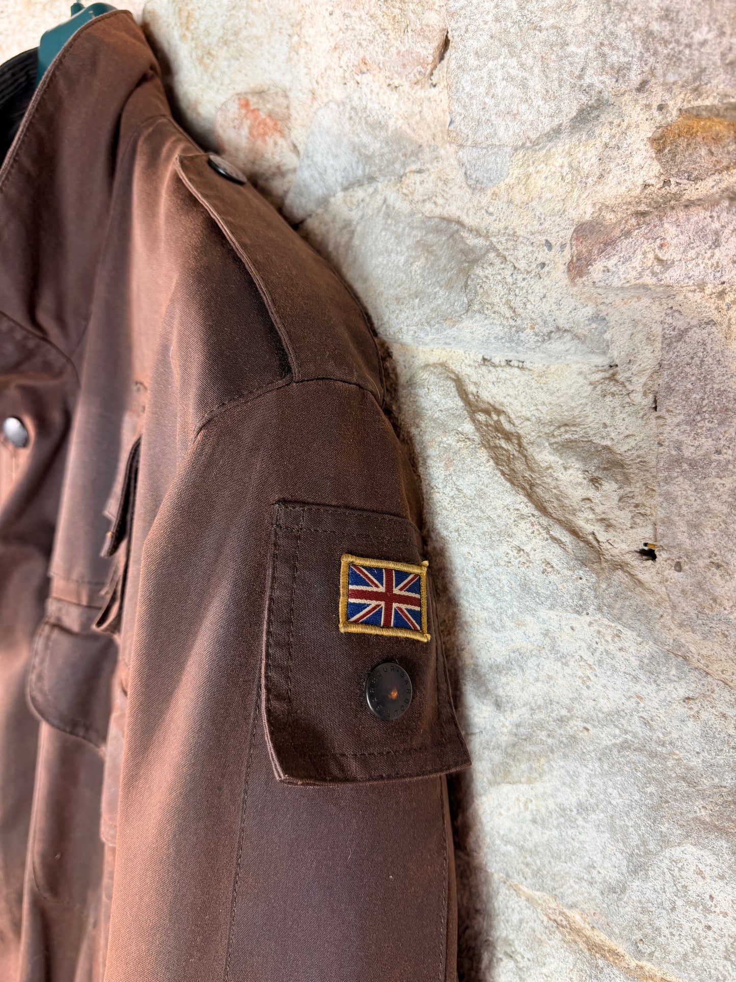 Rare Vintage Barbour Cowen Commando Wax Jacket Brown Rust C40 Large 2000s