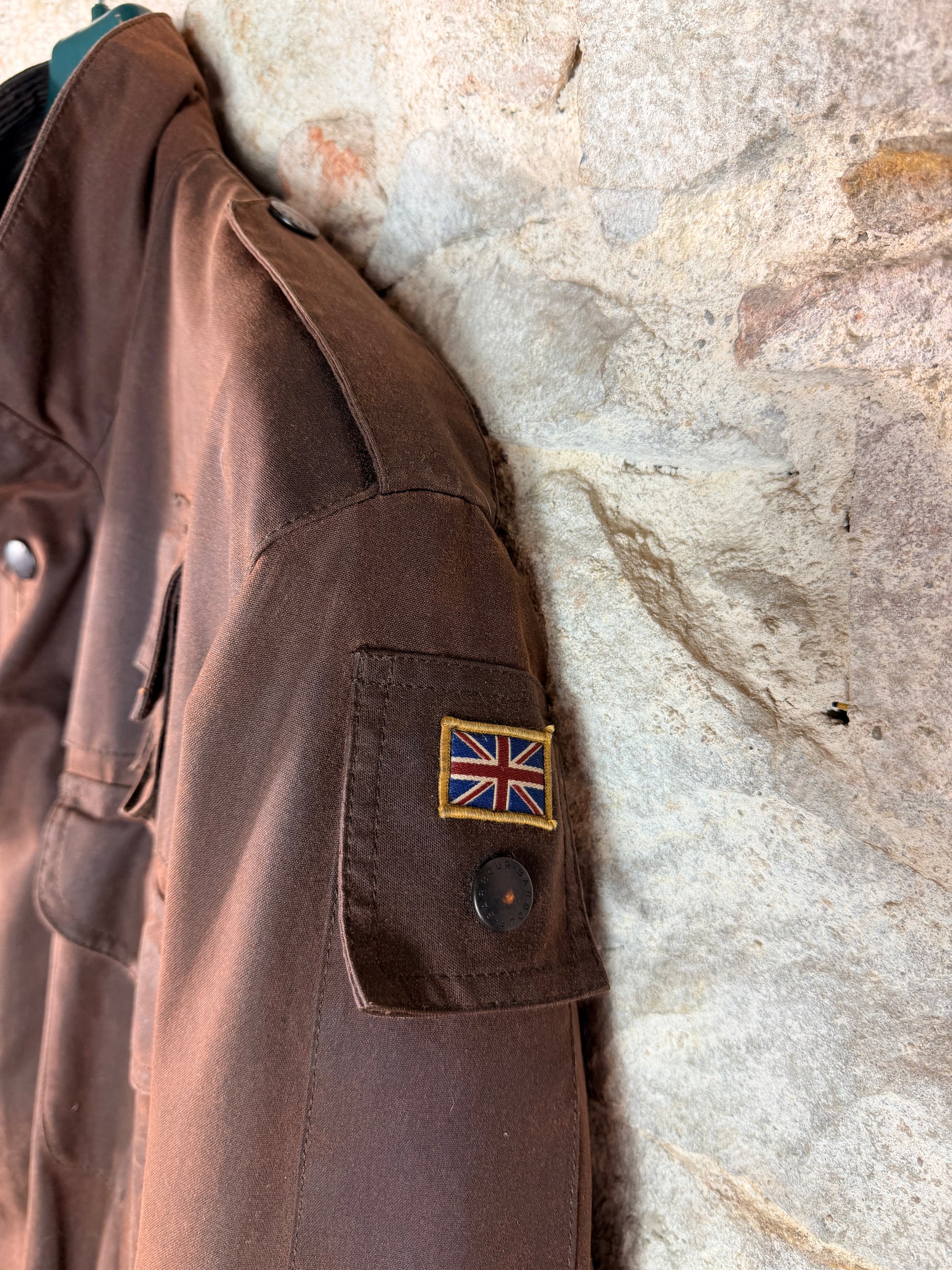 Rare Vintage Barbour Cowen Commando Wax Jacket Brown Rust C40