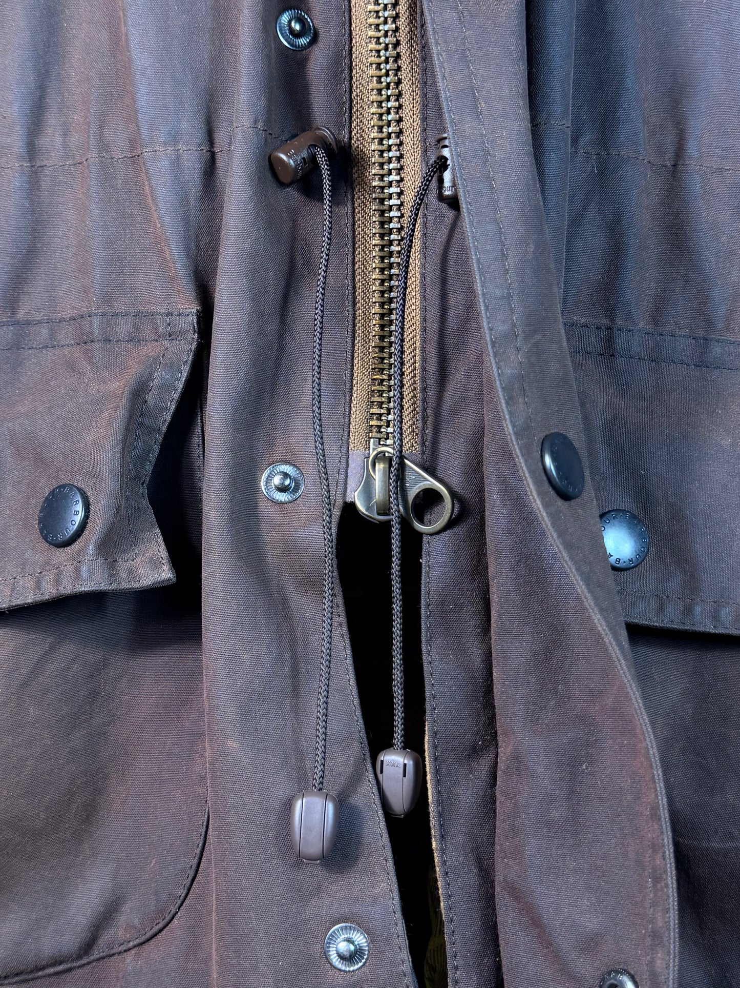 Rare Vintage Barbour Cowen Commando Wax Jacket Brown Rust C40 Large 2000s