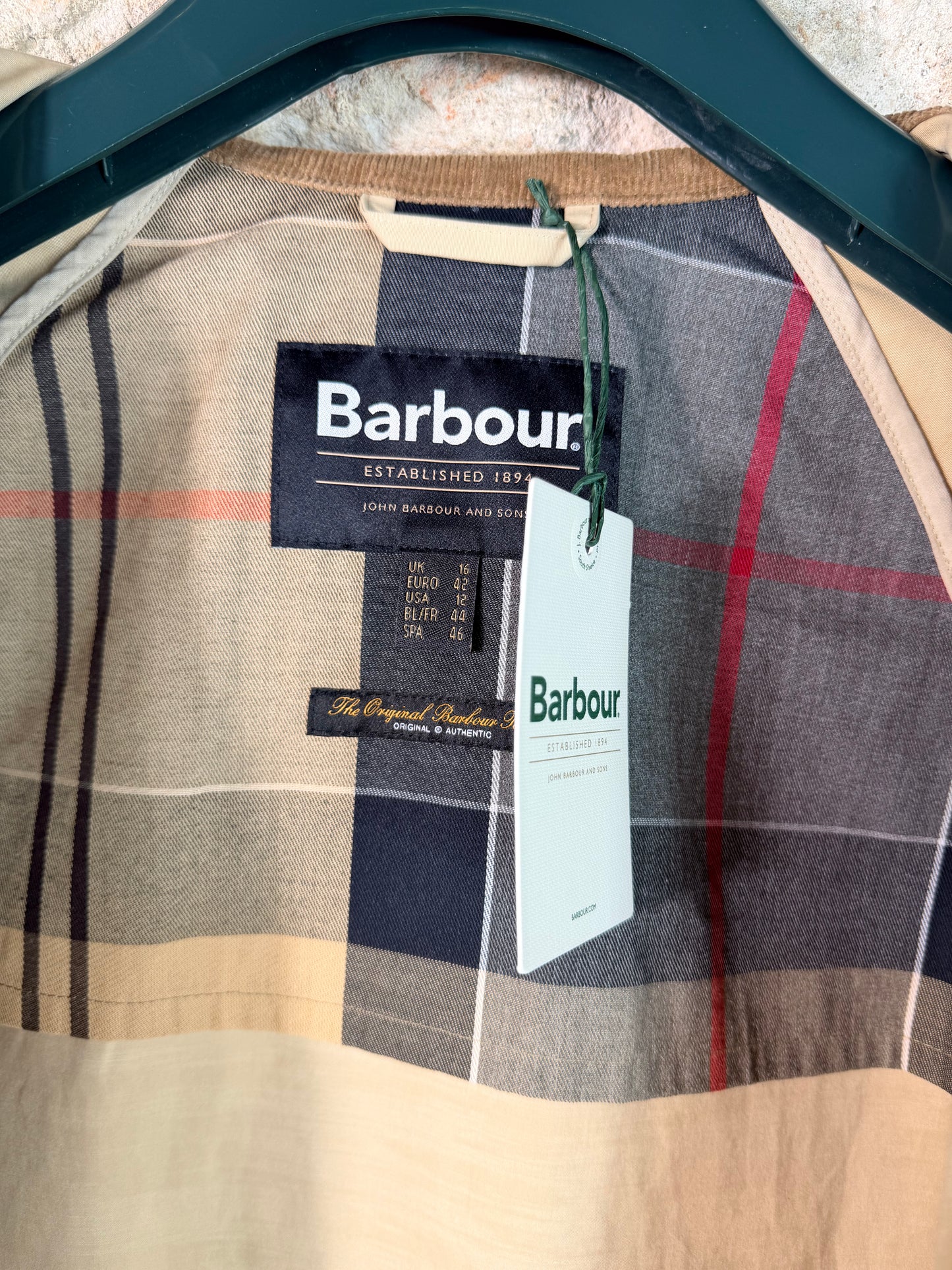 Barbour Glynis Women’s Beige Cotton Jacket Cropped Summer UK16 XL