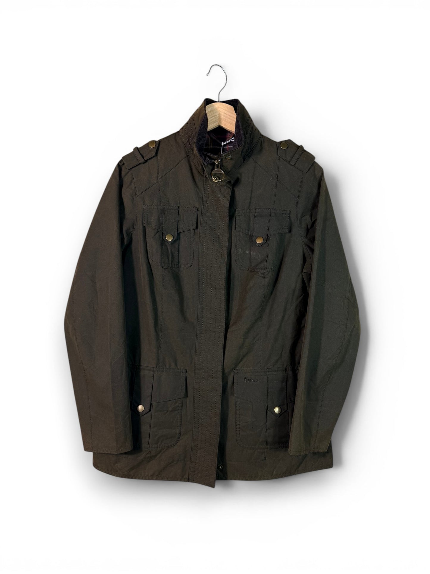 Barbour Defence Wax Jacket Olive Women’s UK12 Utility