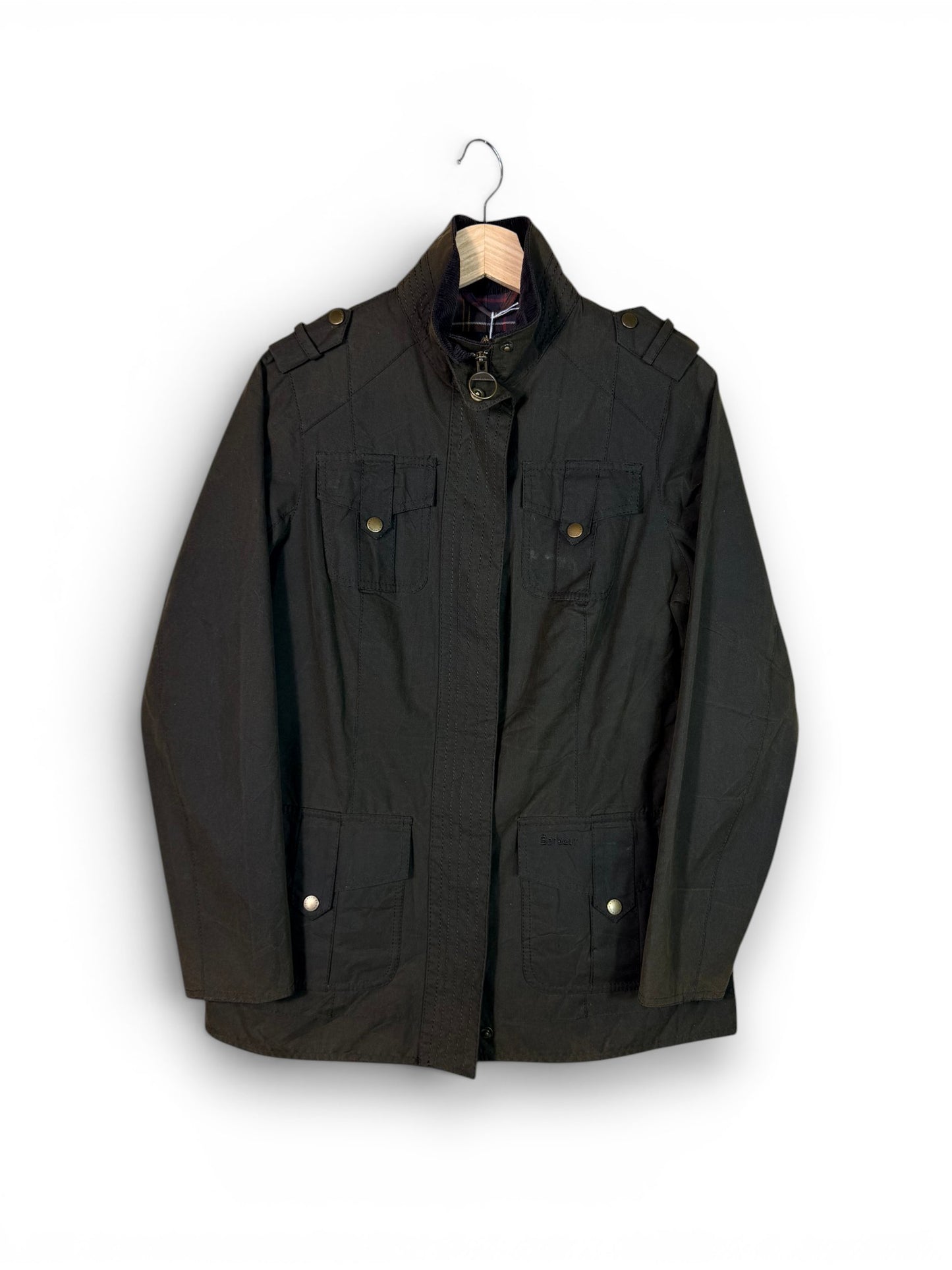 Barbour Defence Wax Jacket Olive Women’s UK12 Utility