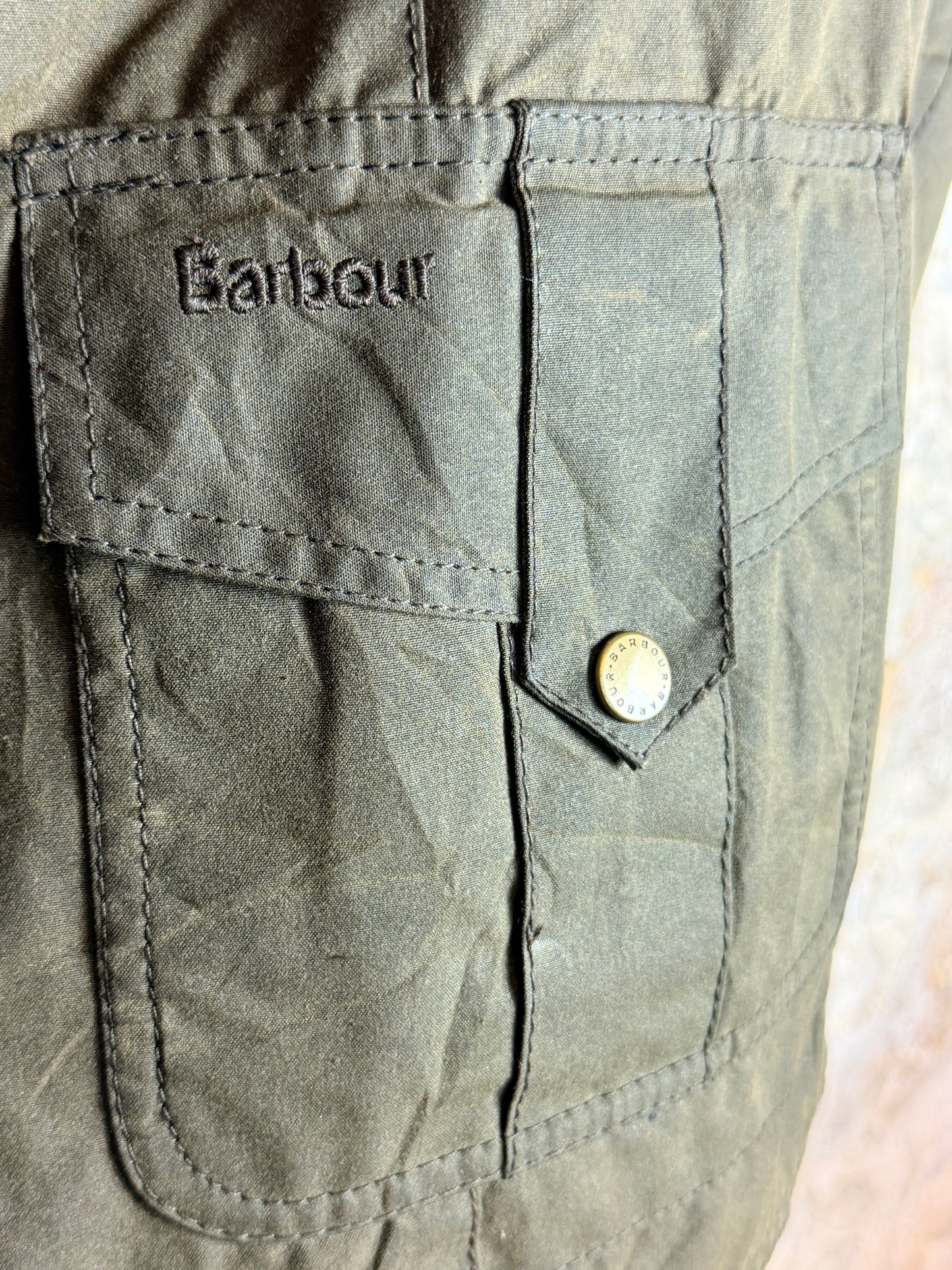 Barbour Defence Wax Jacket Olive Women’s UK12 Utility