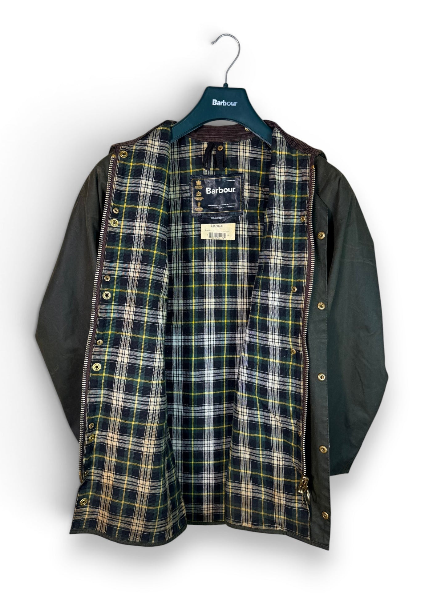 Barbour Beaufort Sage Green Wax Jacket C34 Made in England XS