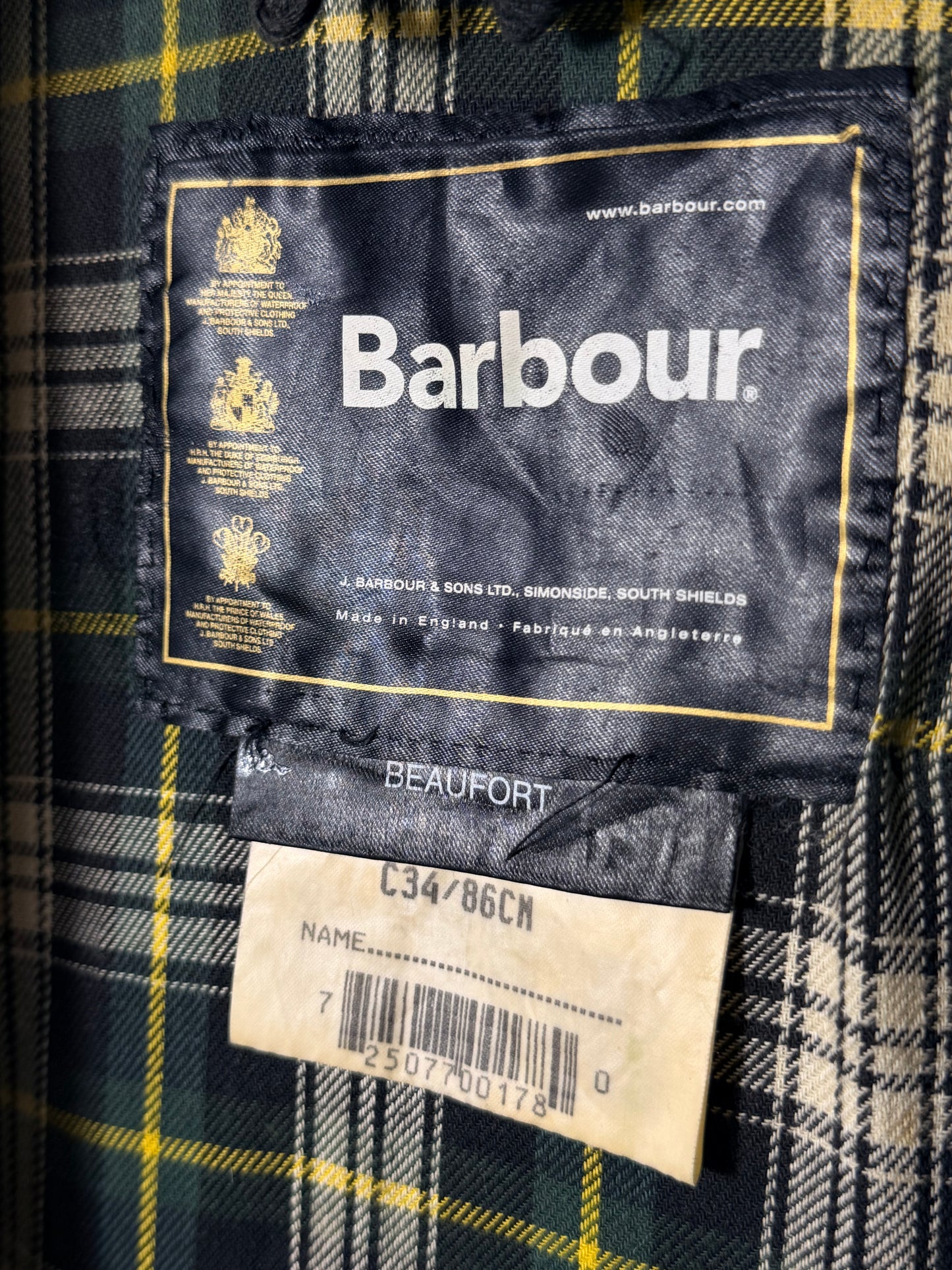 Barbour Beaufort Sage Green Wax Jacket C34 Made in England XS