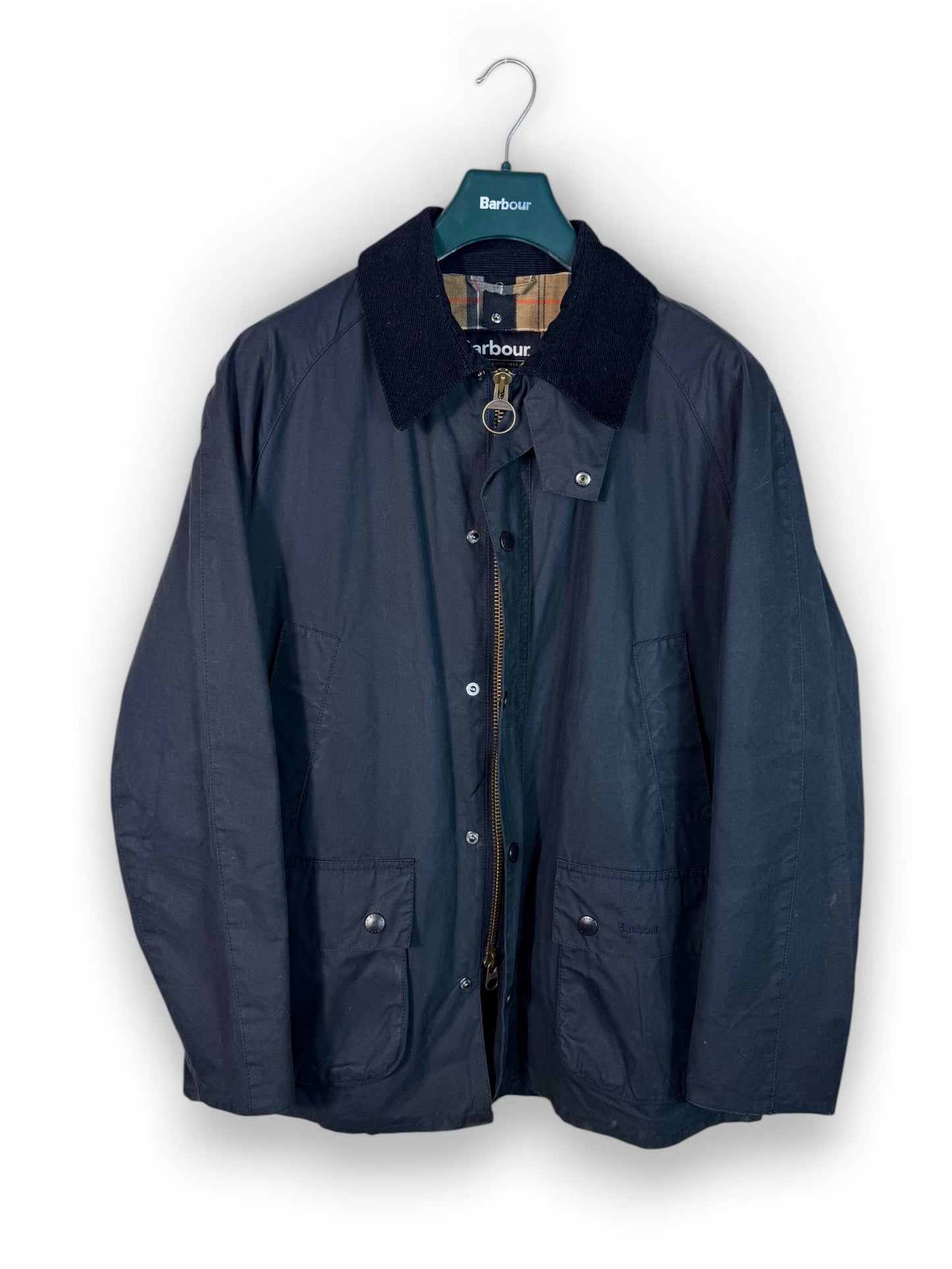 Barbour Ashby Wax Jacket Navy Blue XL Slim Fit
