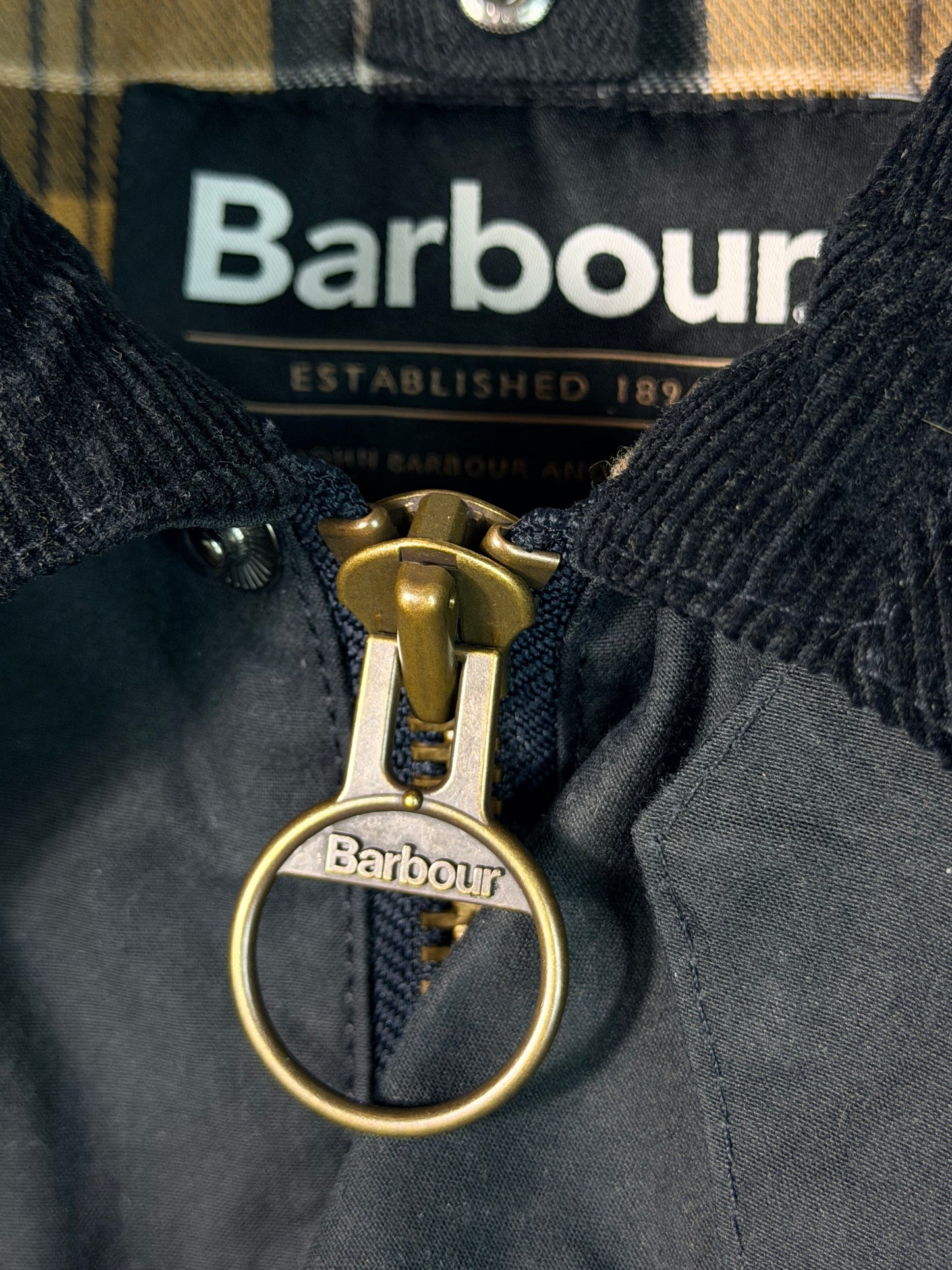 Barbour Ashby Wax Jacket Navy Blue XL Slim Fit