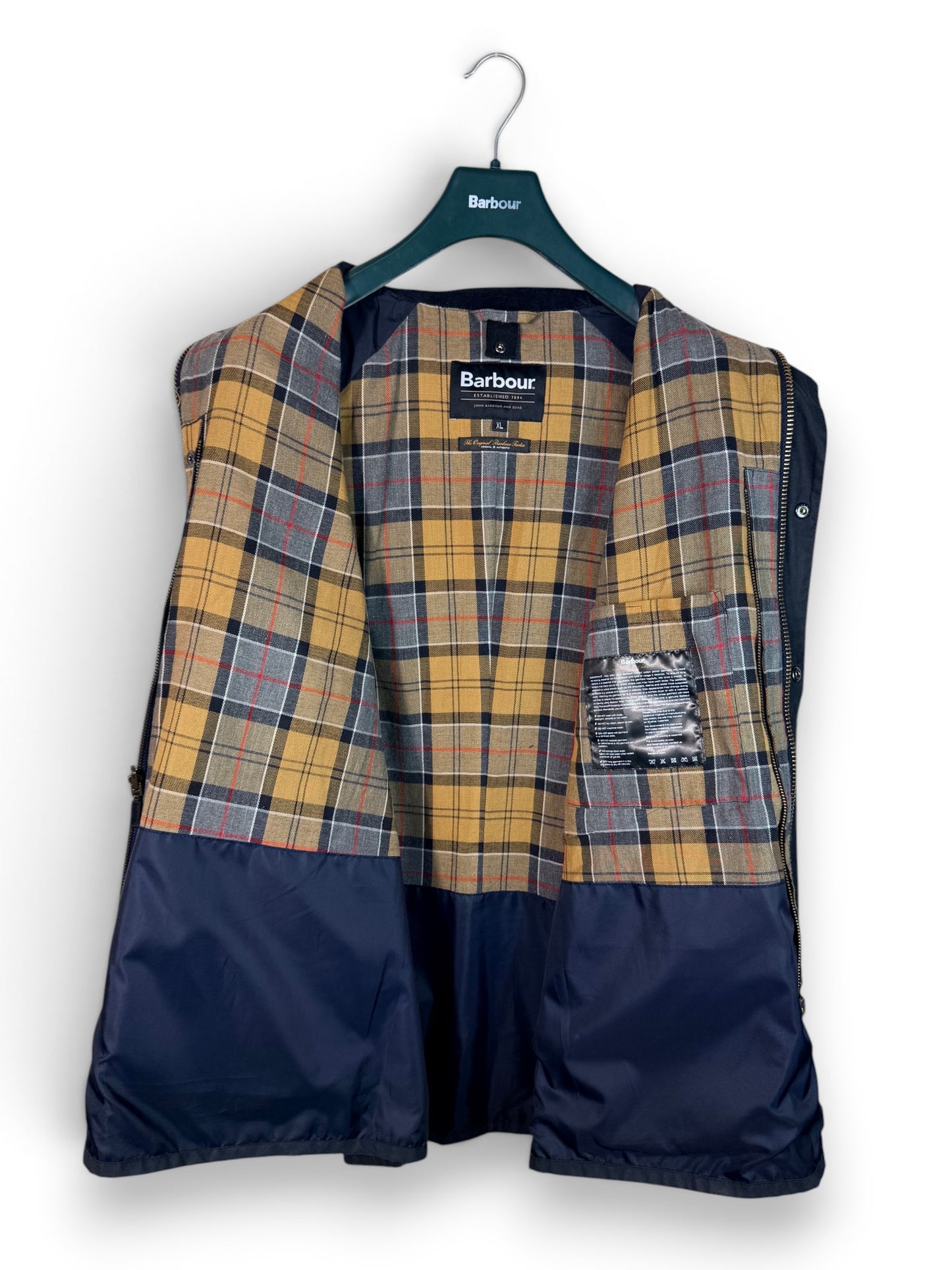 Barbour Ashby Wax Jacket Navy Blue XL Slim Fit