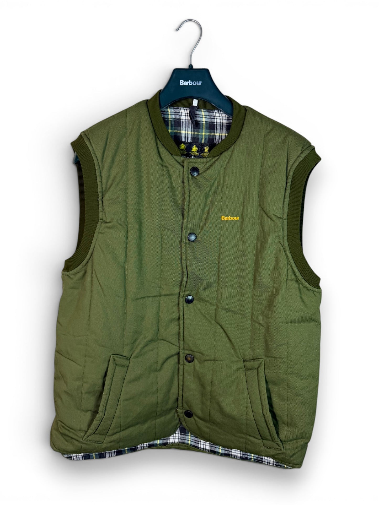 Barbour Quilted Vest Olive Green Vintage Gilet Size M