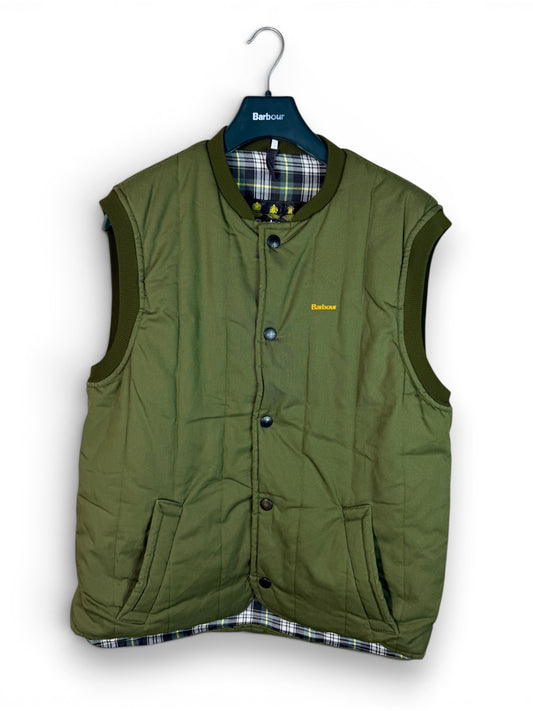 Barbour Quilted Vest Olive Green Vintage Gilet Size M