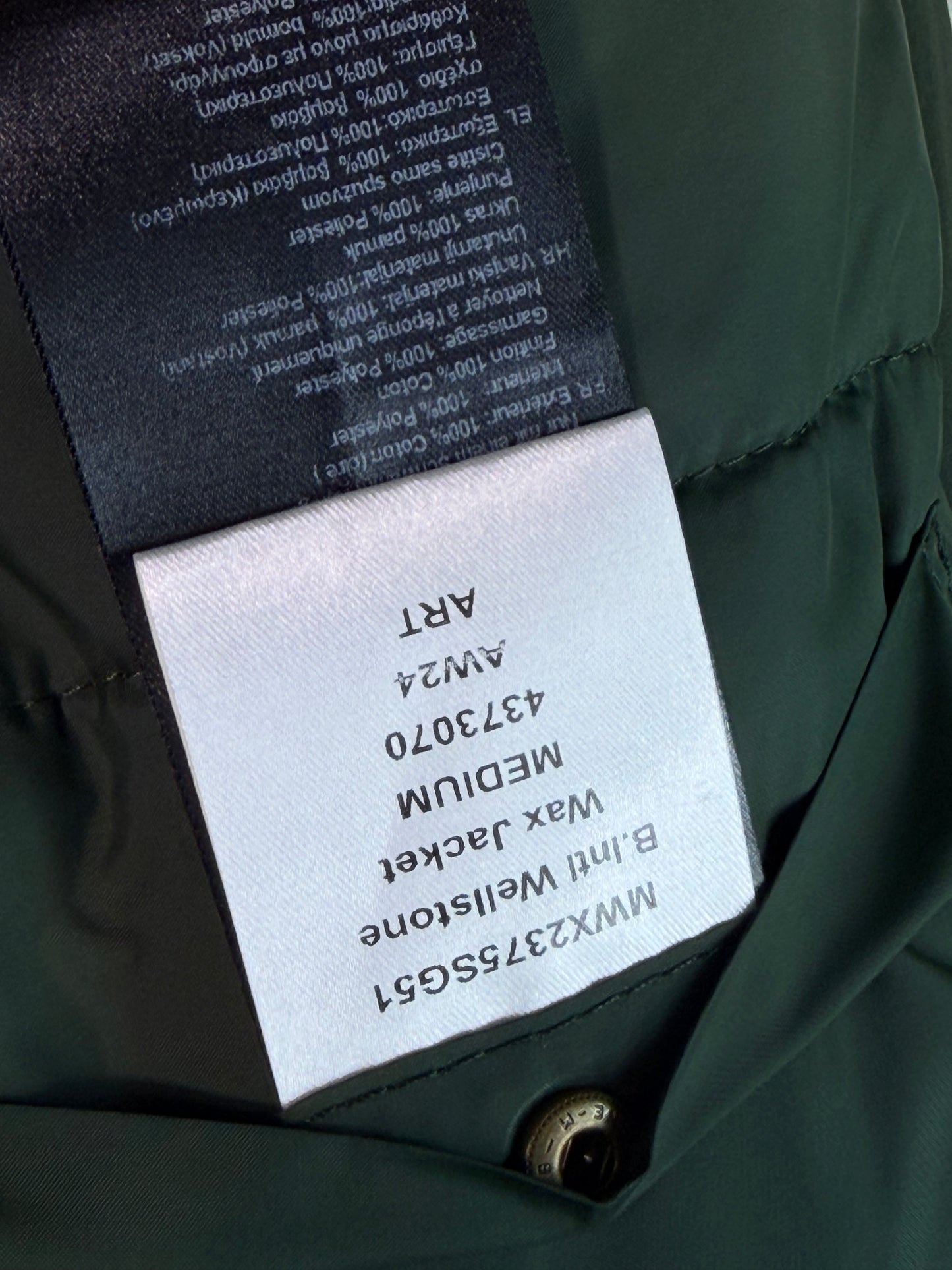 Barbour Wellstone Wax Jacket Sage Green Medium New With Tags