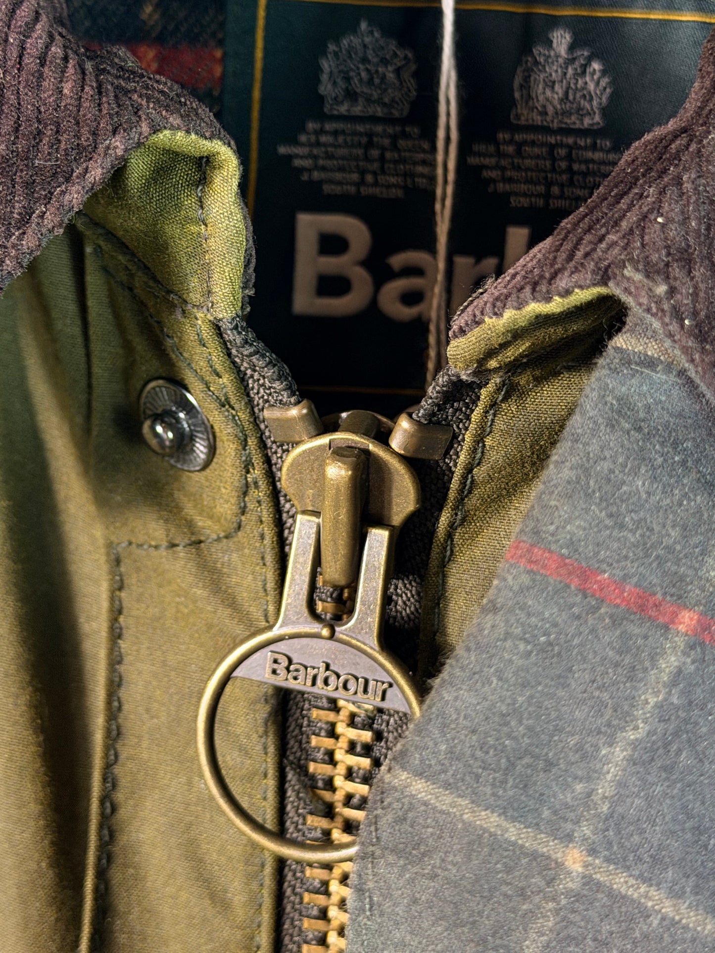 Barbour Digby Wax Jacket Olive Green Size L Vintage