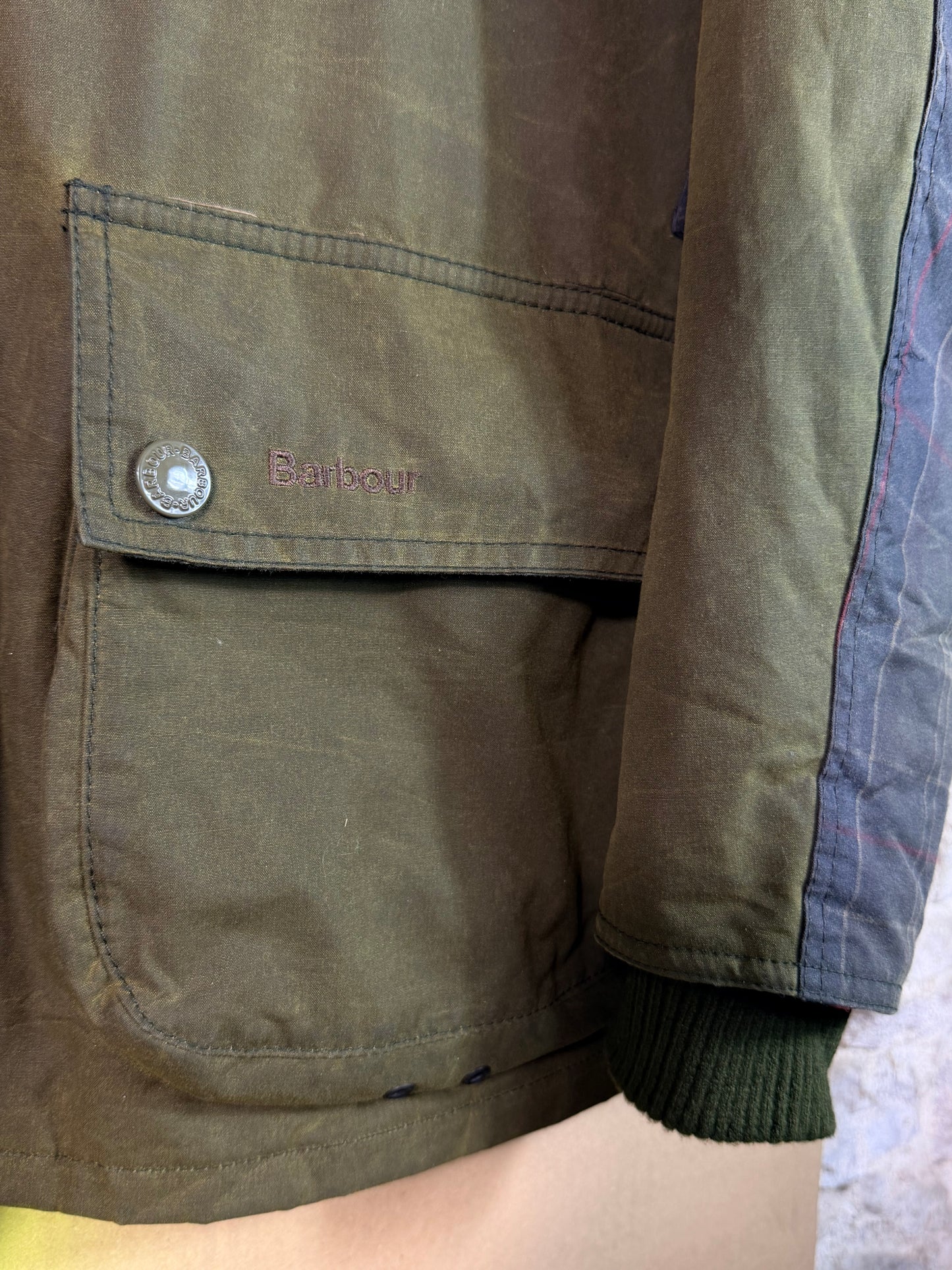 Barbour Digby Wax Jacket Olive Green Size L Vintage