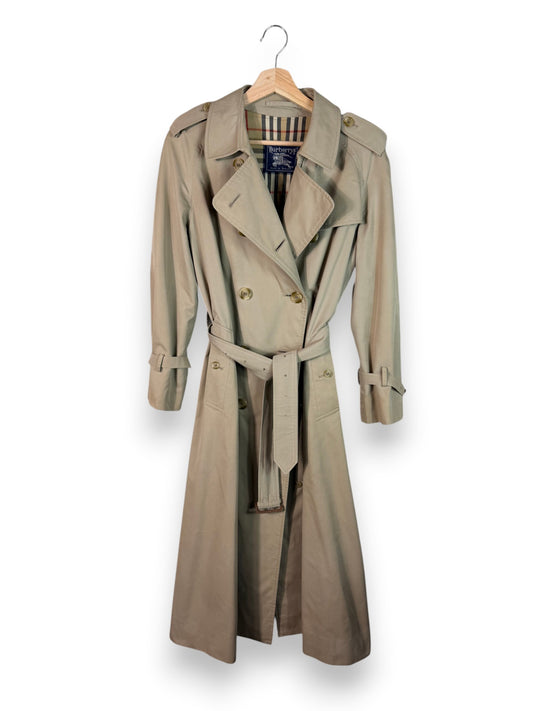 Burberrys’ Vintage Long Trench Coat – Women’s UK14 XL – Made in England